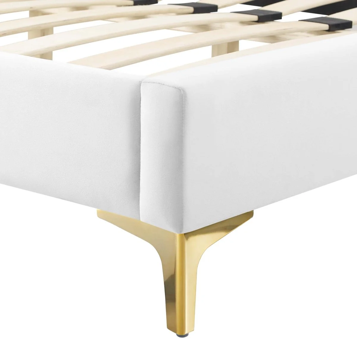 Diamond Tufted Performance Velvet Twin Platform Bed with Gold Metal Legs - Image 20