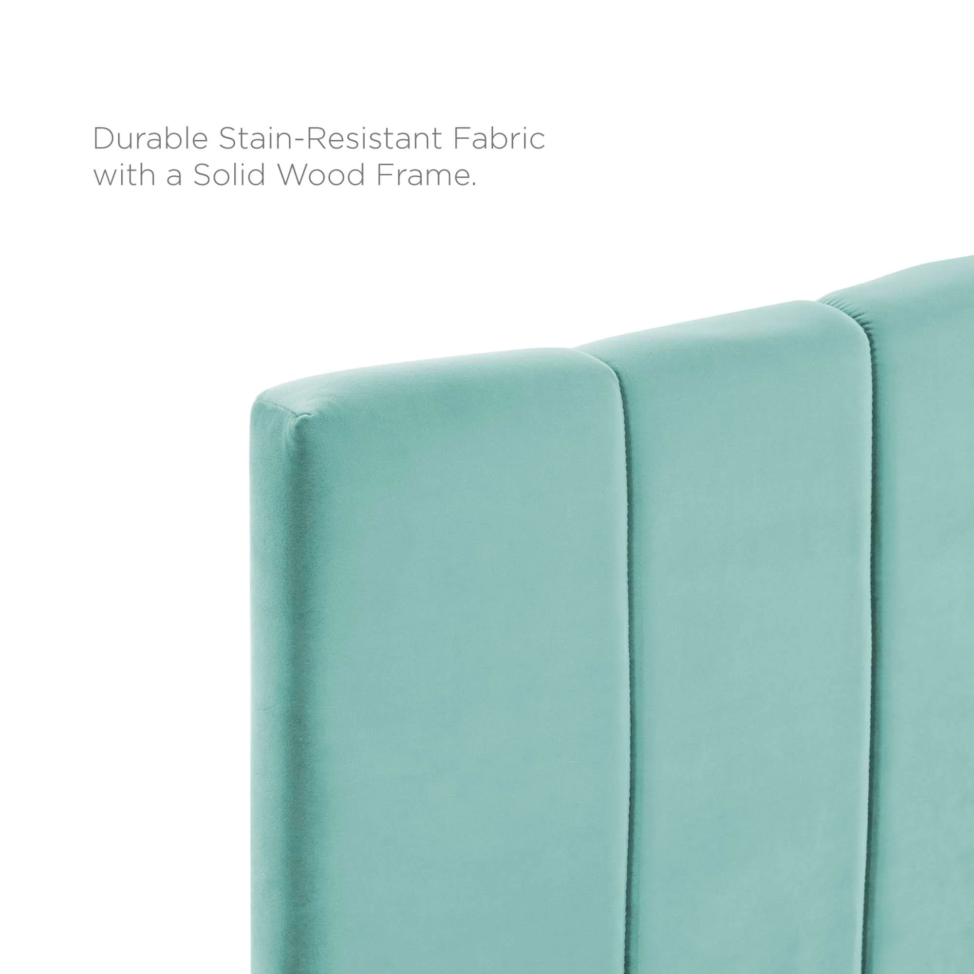 Channel Tufted Upholstered Headboard with Performance Velvet - Image 12