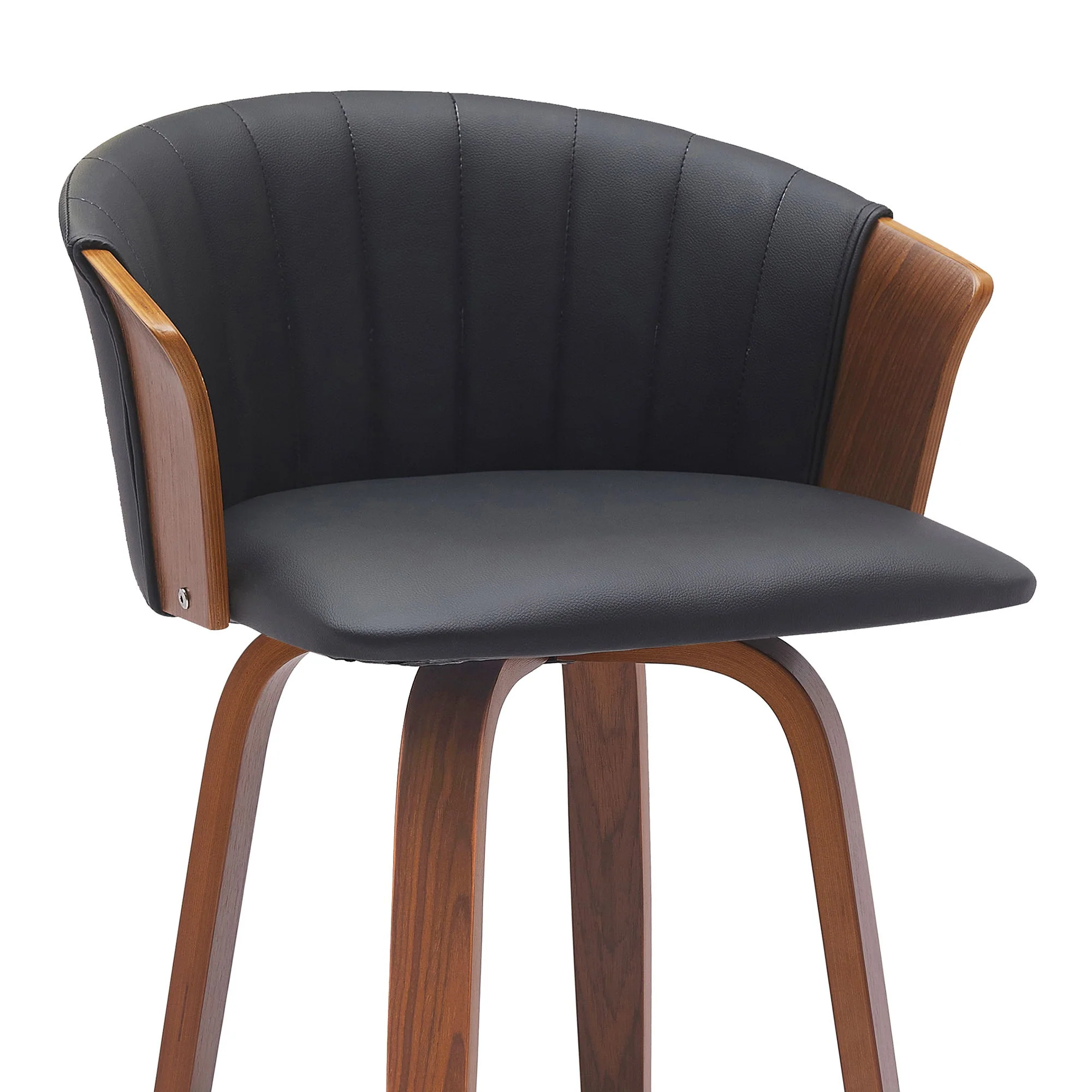 Diana - Swivel Walnut Wood Faux Leather Counter Stool - Image 14