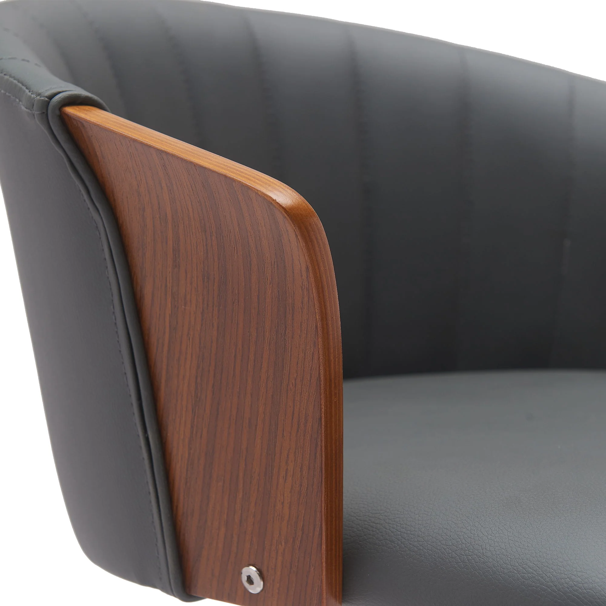 Diana - Swivel Walnut Wood Faux Leather Counter Stool - Image 19