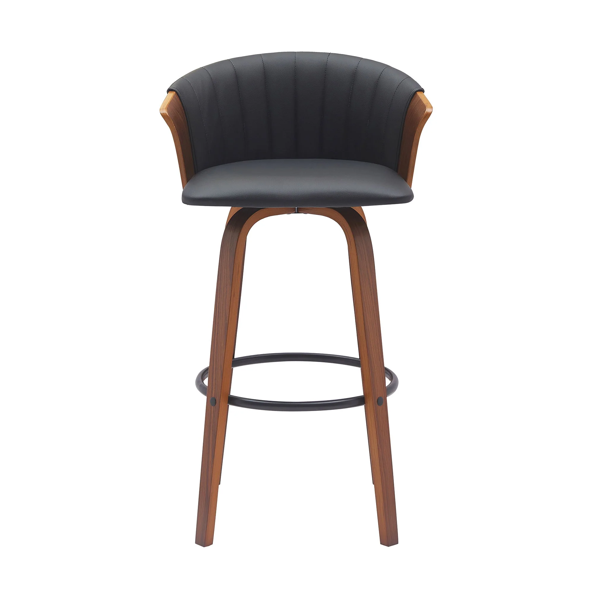 Diana - Swivel Walnut Wood Faux Leather Counter Stool - Image 25