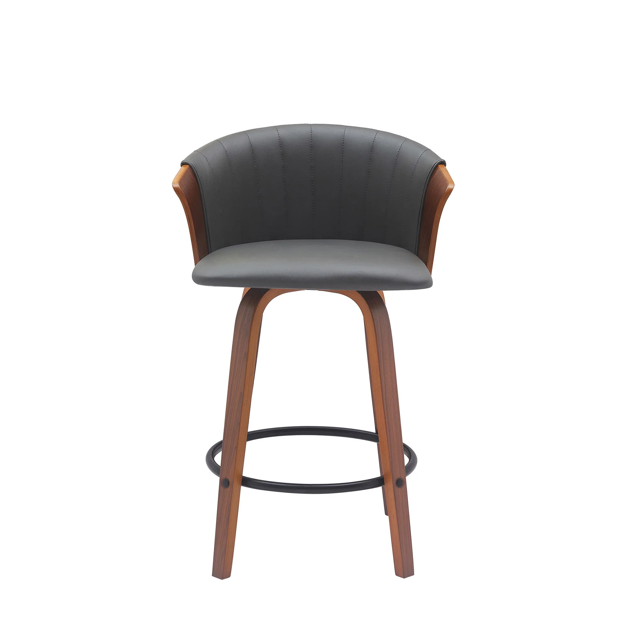 Diana - Swivel Walnut Wood Faux Leather Counter Stool - Image 31