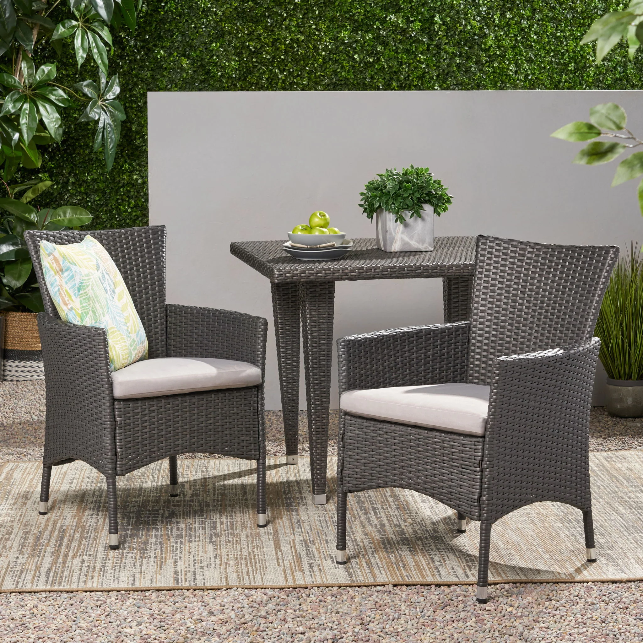 Dimensional Outdoor Dining Chair With Cushion Seat And Iron Frame (Set of 2) - Image 4