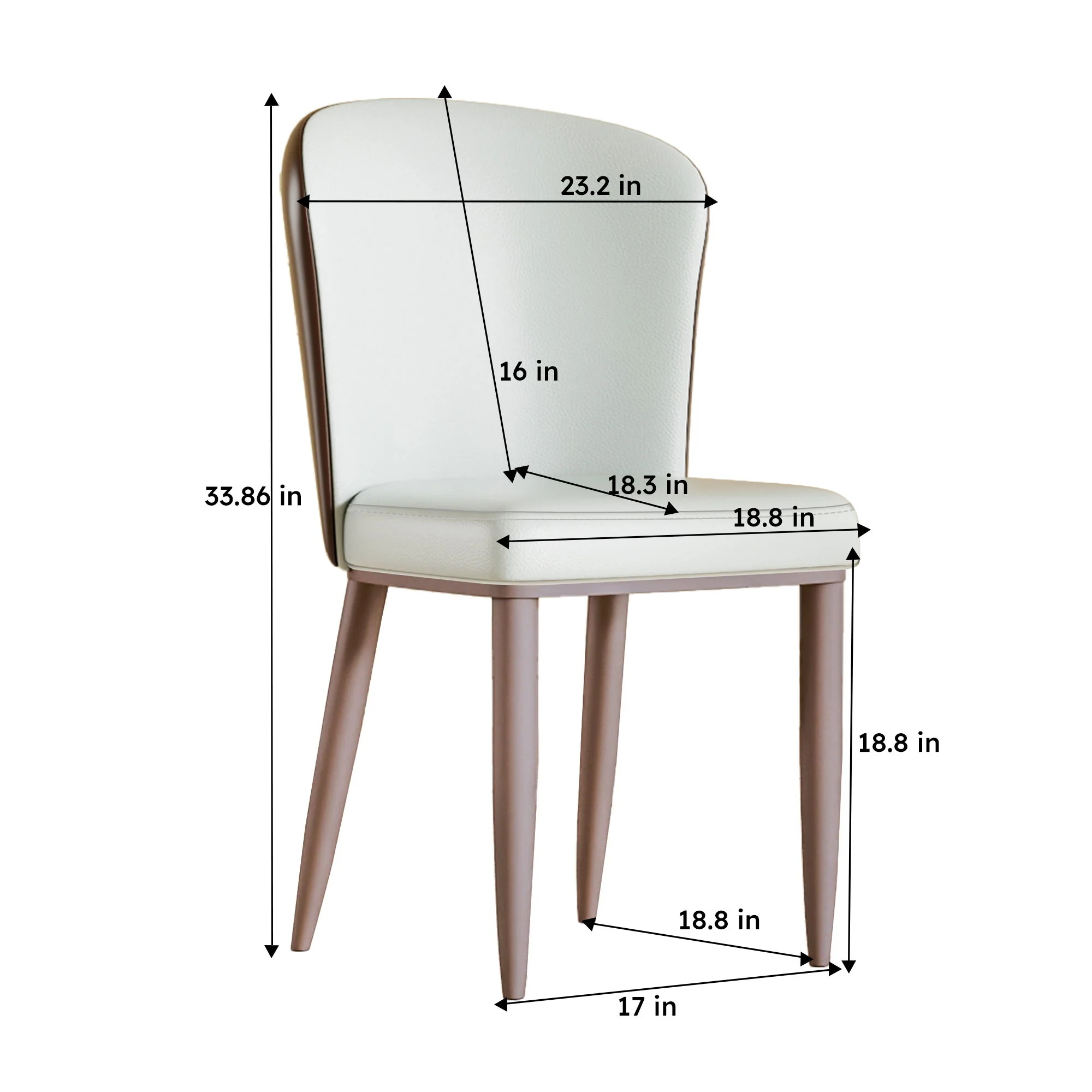 Dining Chair With Carbon Steel Legs, Comfortable Seating, (Set of 2) - White - Image 5