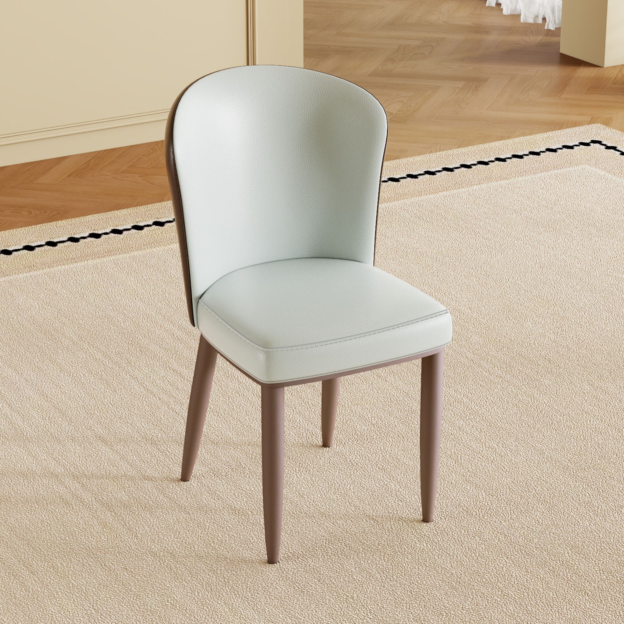 Dining Chair With Carbon Steel Legs, Comfortable Seating, (Set of 2) - White - Image 8
