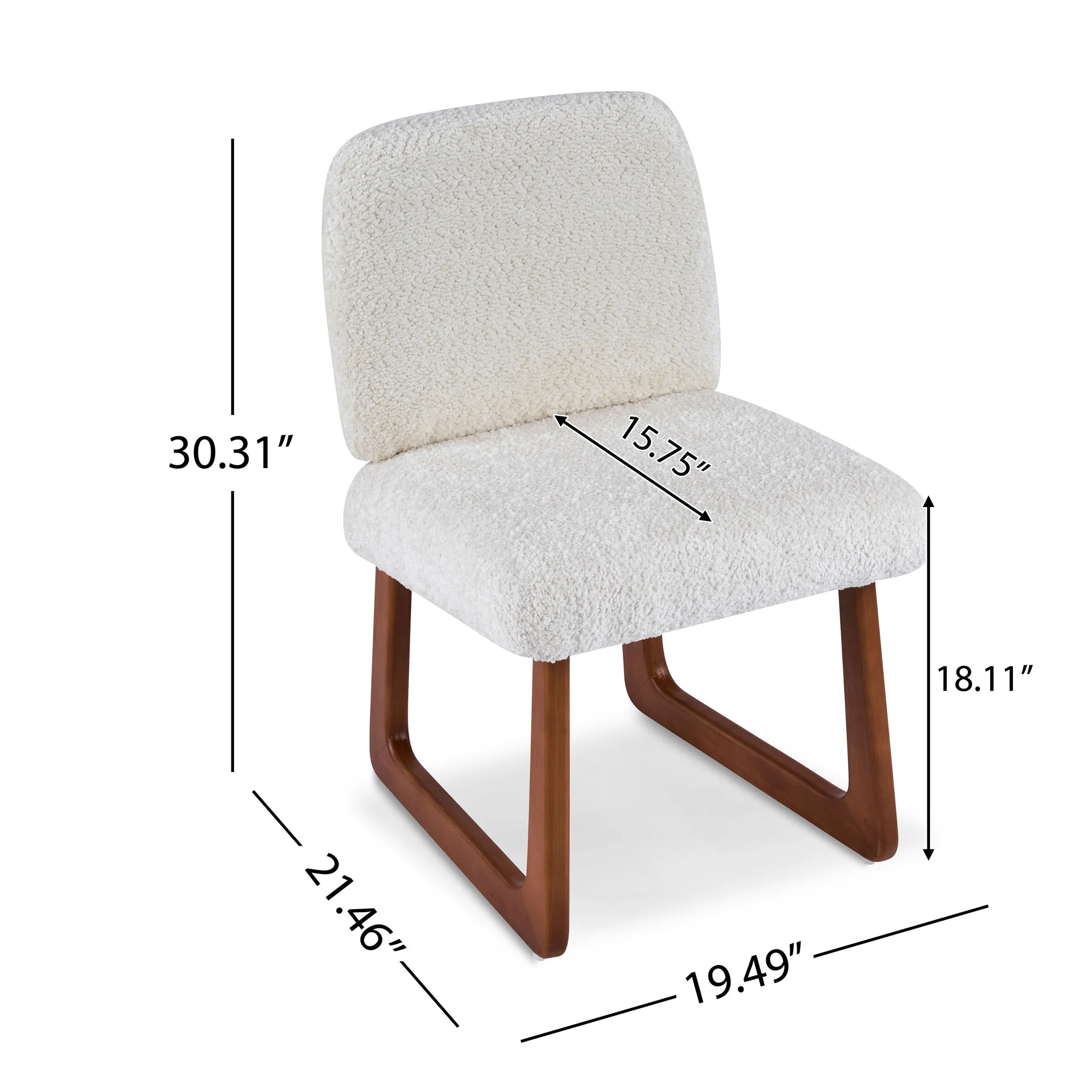 Dining Chair With Curved Legs (Set of 2) - Beige / Brown - Image 6