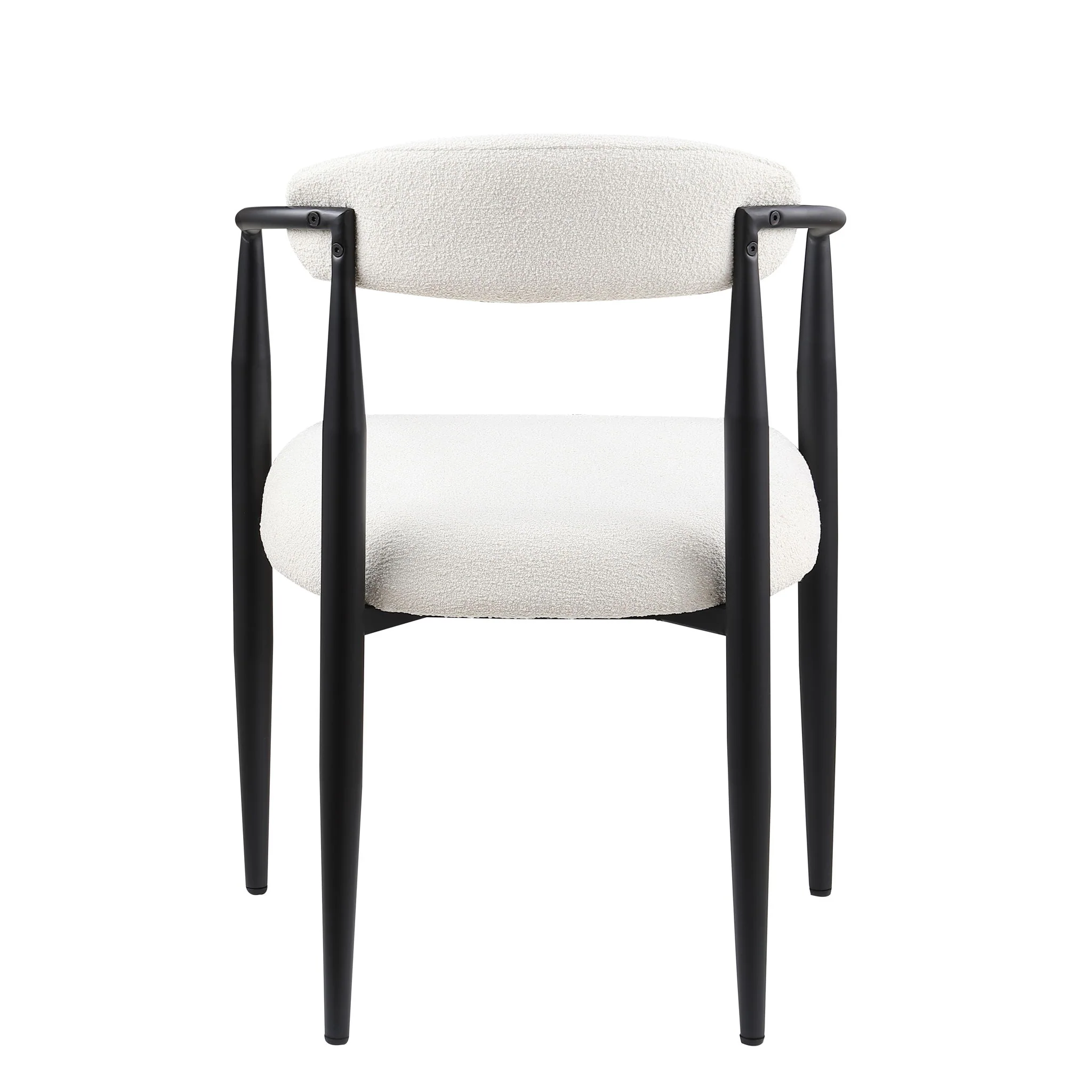 Dining Chairs (Set of 2), Mid-Century Modern Dining Chairs, Kitchen Dining Room Chairs, Round Boucle Backrest Sherpa Dining Chair With Metal Legs - Image 12