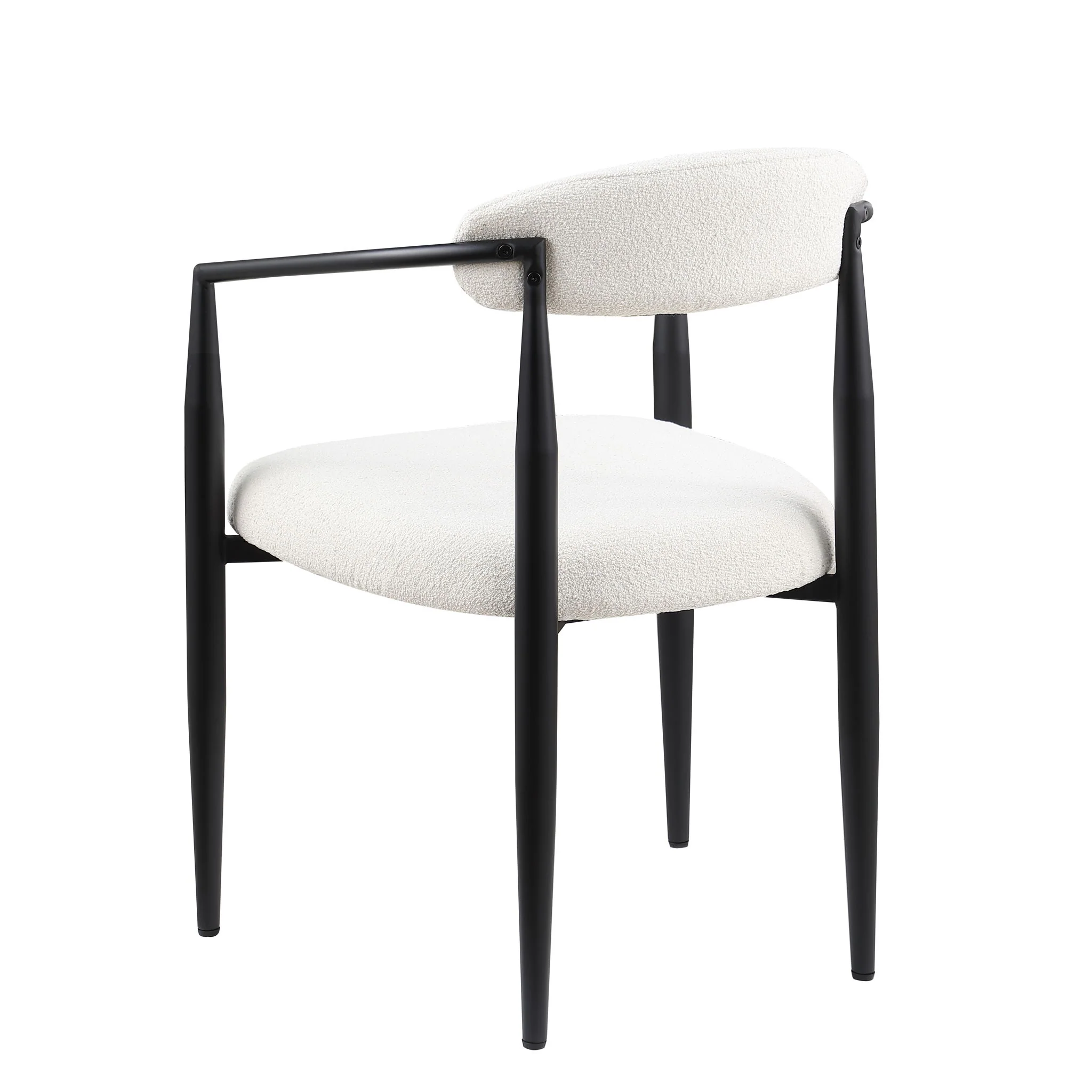Dining Chairs (Set of 2), Mid-Century Modern Dining Chairs, Kitchen Dining Room Chairs, Round Boucle Backrest Sherpa Dining Chair With Metal Legs - Image 13