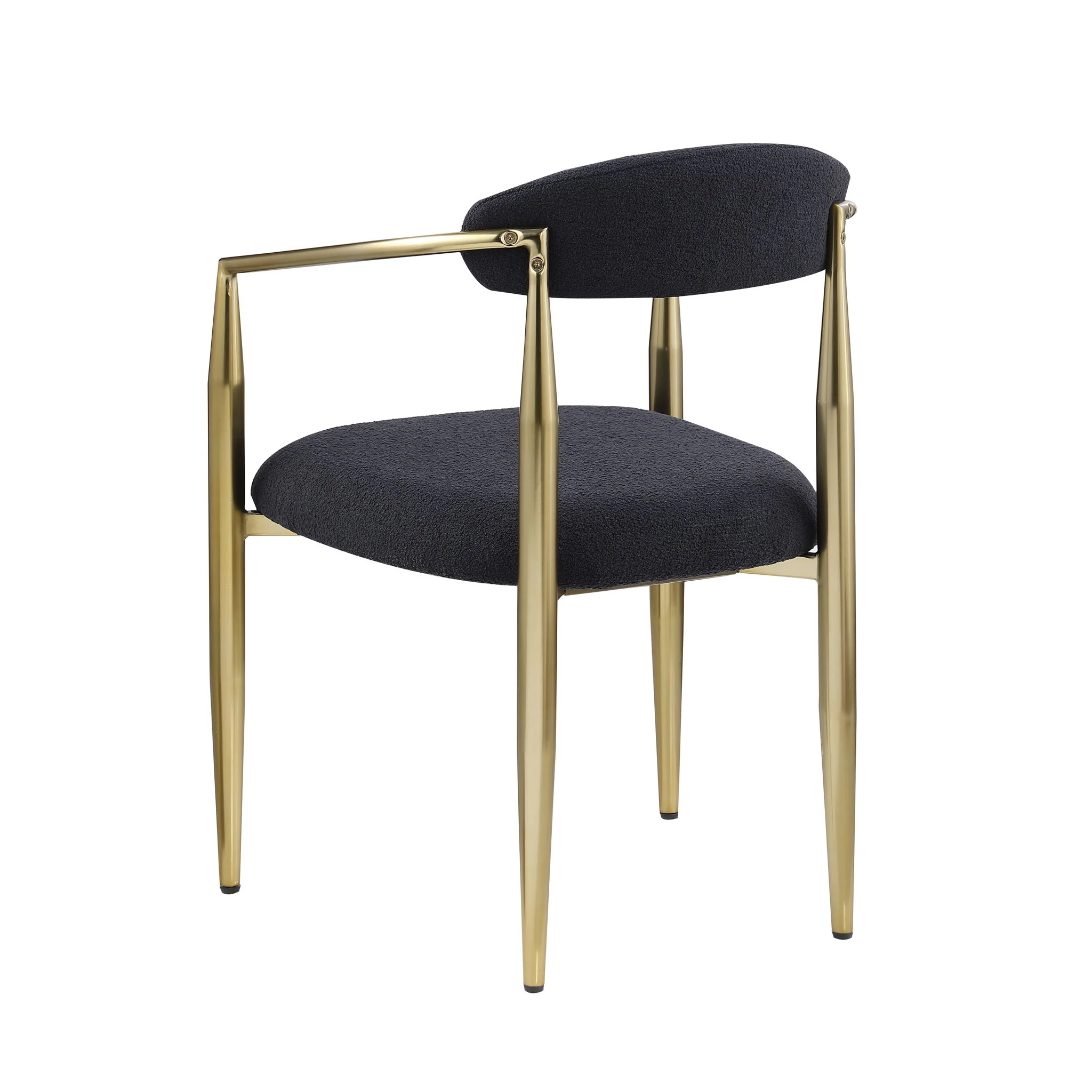 Dining Chairs (Set of 2), Mid-Century Modern Dining Chairs, Kitchen Dining Room Chairs, Round Boucle Backrest Sherpa Dining Chair With Metal Legs - Image 15