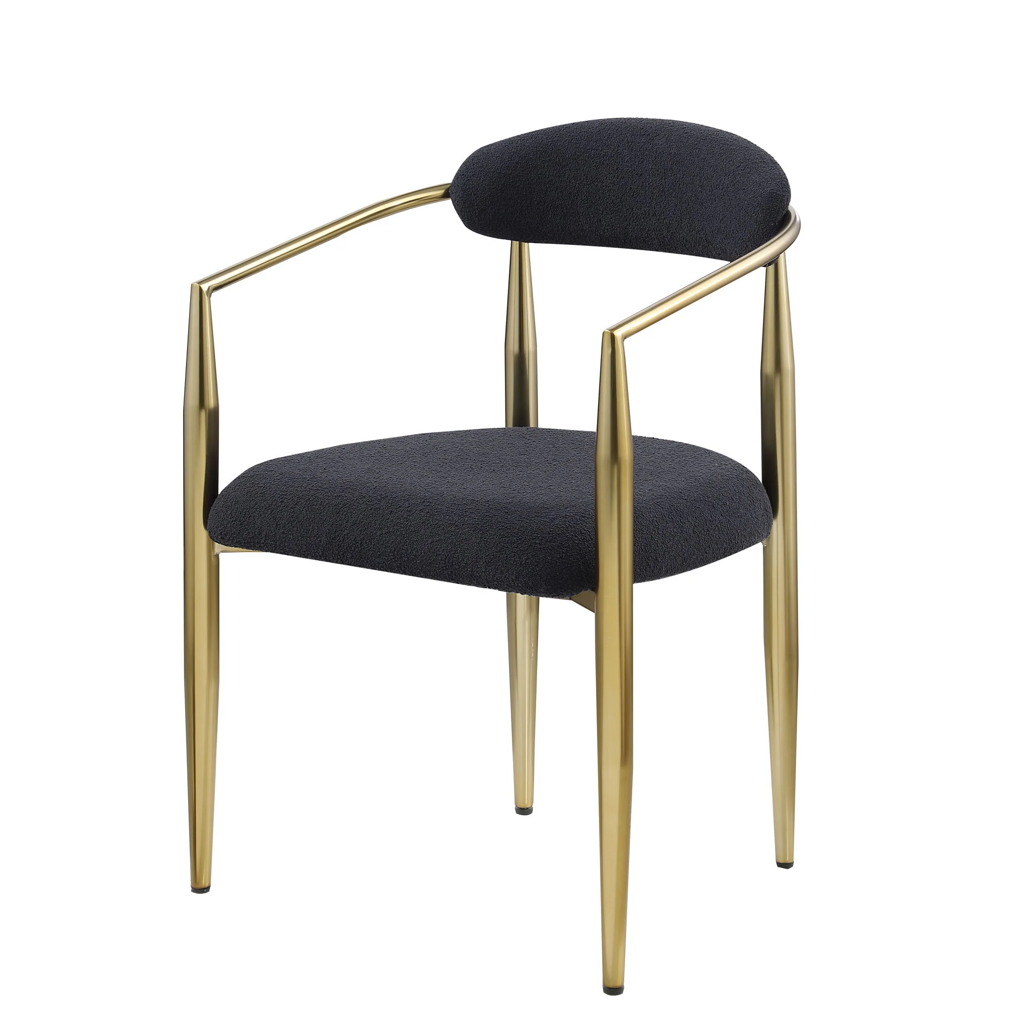 Dining Chairs (Set of 2), Mid-Century Modern Dining Chairs, Kitchen Dining Room Chairs, Round Boucle Backrest Sherpa Dining Chair With Metal Legs - Image 16