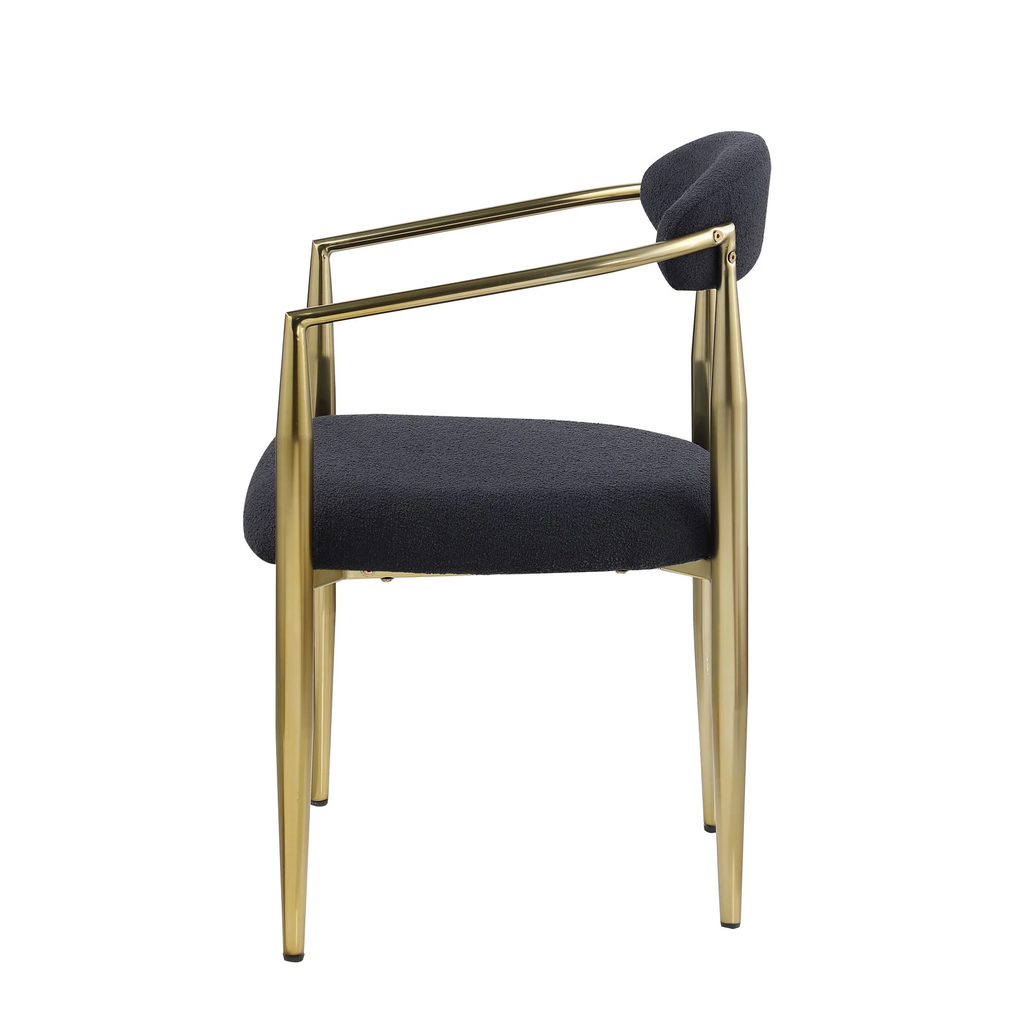 Dining Chairs (Set of 2), Mid-Century Modern Dining Chairs, Kitchen Dining Room Chairs, Round Boucle Backrest Sherpa Dining Chair With Metal Legs - Image 4