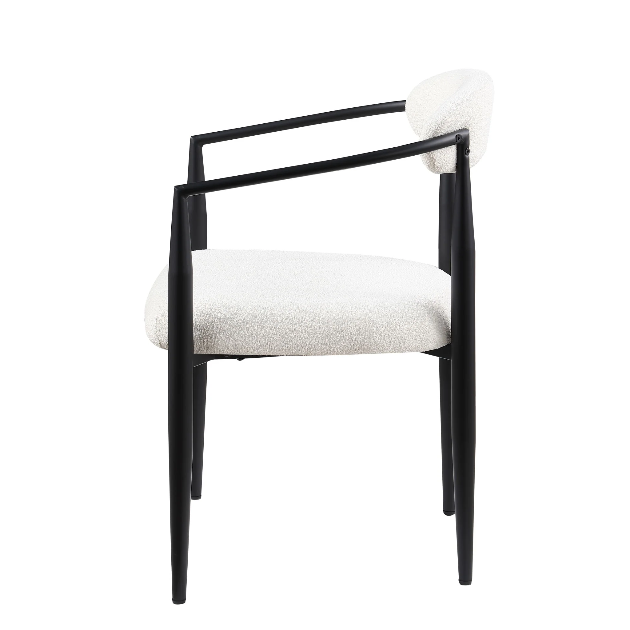 Dining Chairs (Set of 2), Mid-Century Modern Dining Chairs, Kitchen Dining Room Chairs, Round Boucle Backrest Sherpa Dining Chair With Metal Legs - Image 5