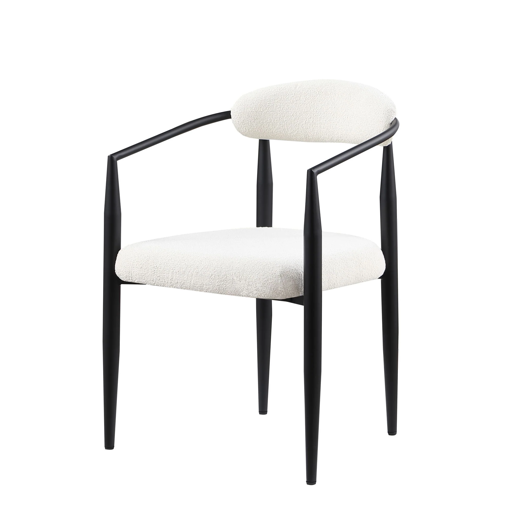 Dining Chairs (Set of 2), Mid-Century Modern Dining Chairs, Kitchen Dining Room Chairs, Round Boucle Backrest Sherpa Dining Chair With Metal Legs - Image 6