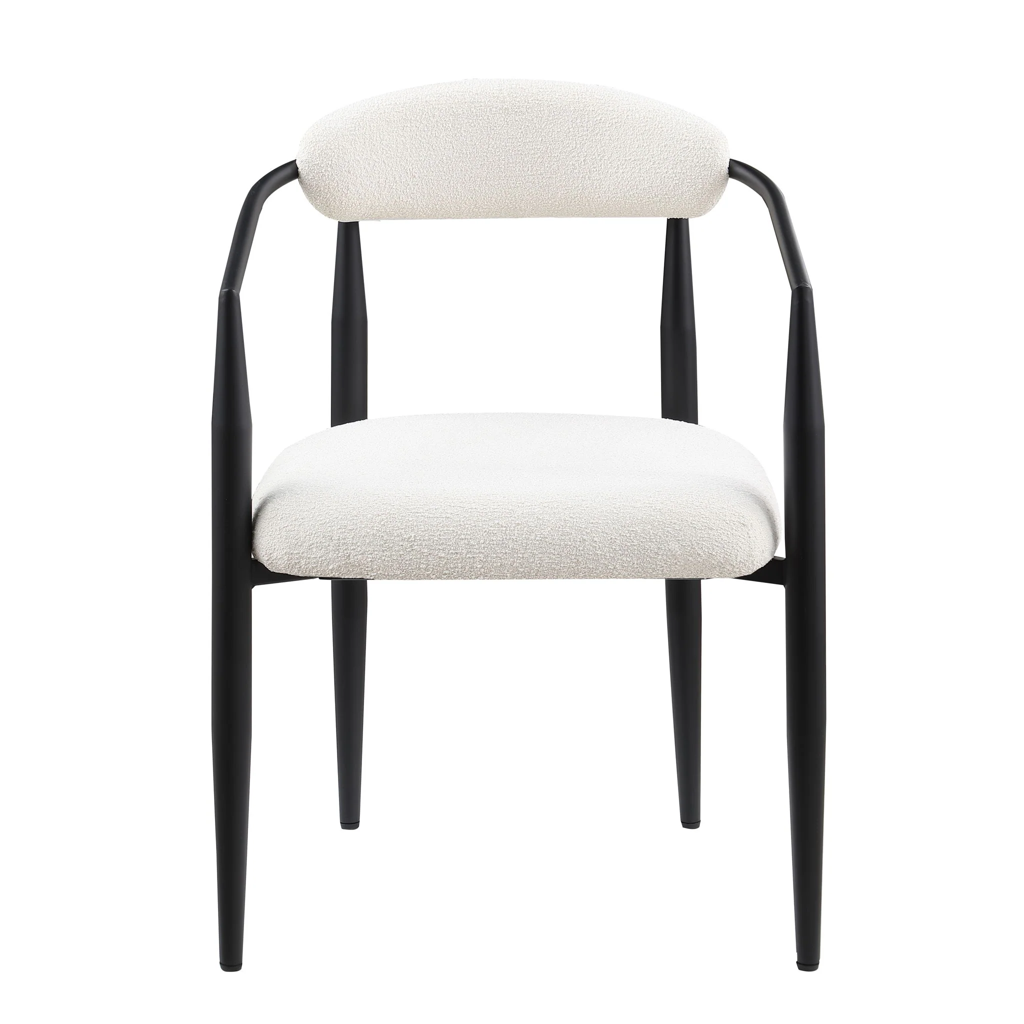 Dining Chairs (Set of 2), Mid-Century Modern Dining Chairs, Kitchen Dining Room Chairs, Round Boucle Backrest Sherpa Dining Chair With Metal Legs - Image 7