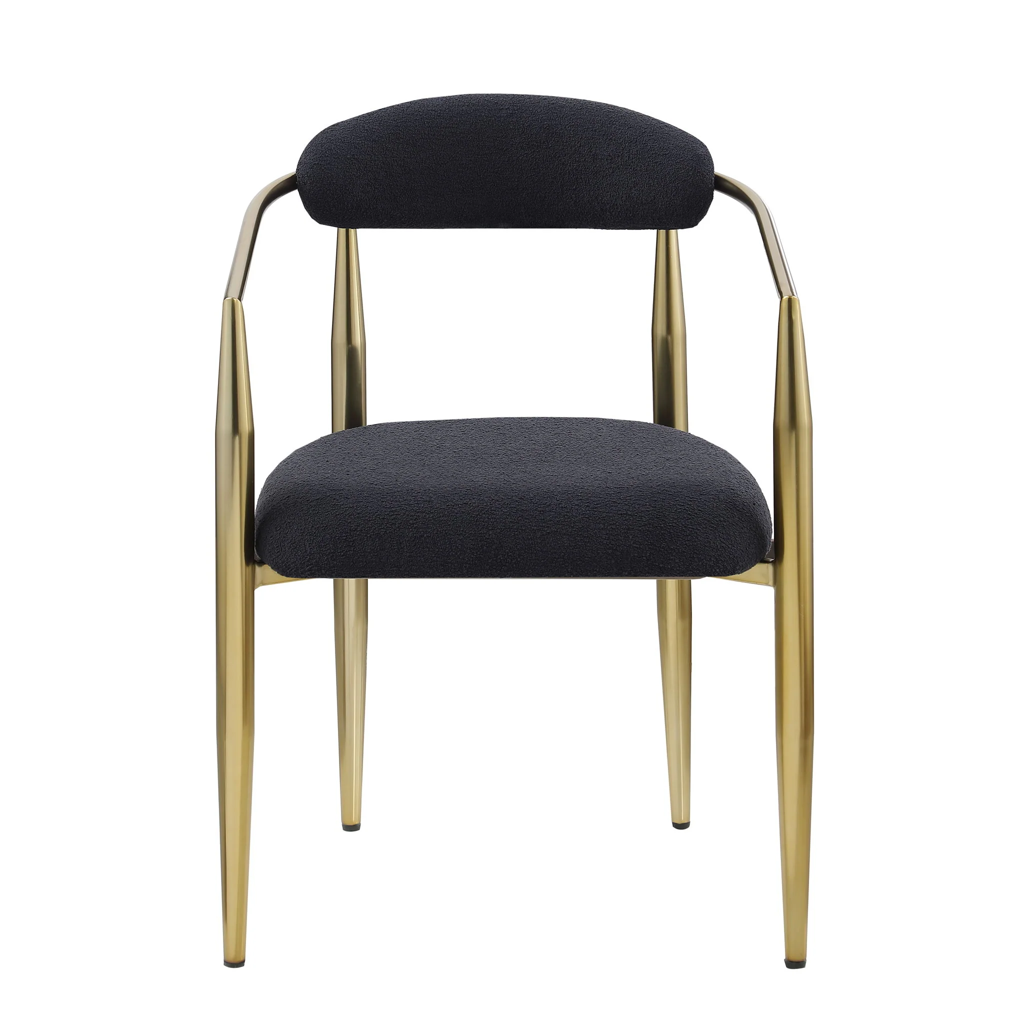 Dining Chairs (Set of 2), Mid-Century Modern Dining Chairs, Kitchen Dining Room Chairs, Round Boucle Backrest Sherpa Dining Chair With Metal Legs - Image 8