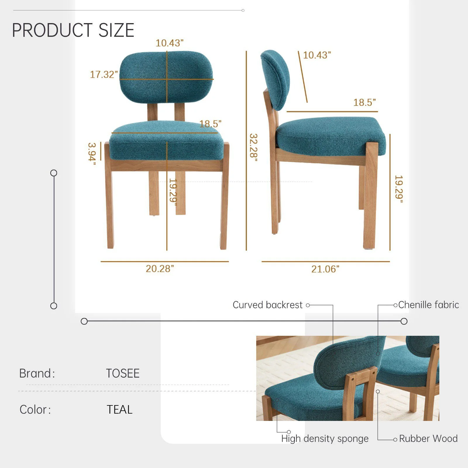 Dining Chairs With Ergonomic Backrest And Adjustable Feet (Set of 2) - Image 13