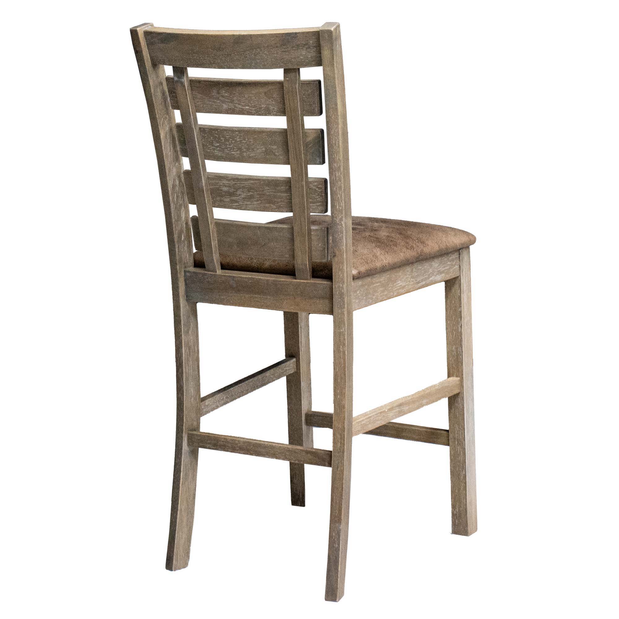 Dining Counter Height Chairs Modern Farmhouse Rustic Look Distressed Design Ladderback Solid Wood (Set of 2) - Grayish Brown - Image 5