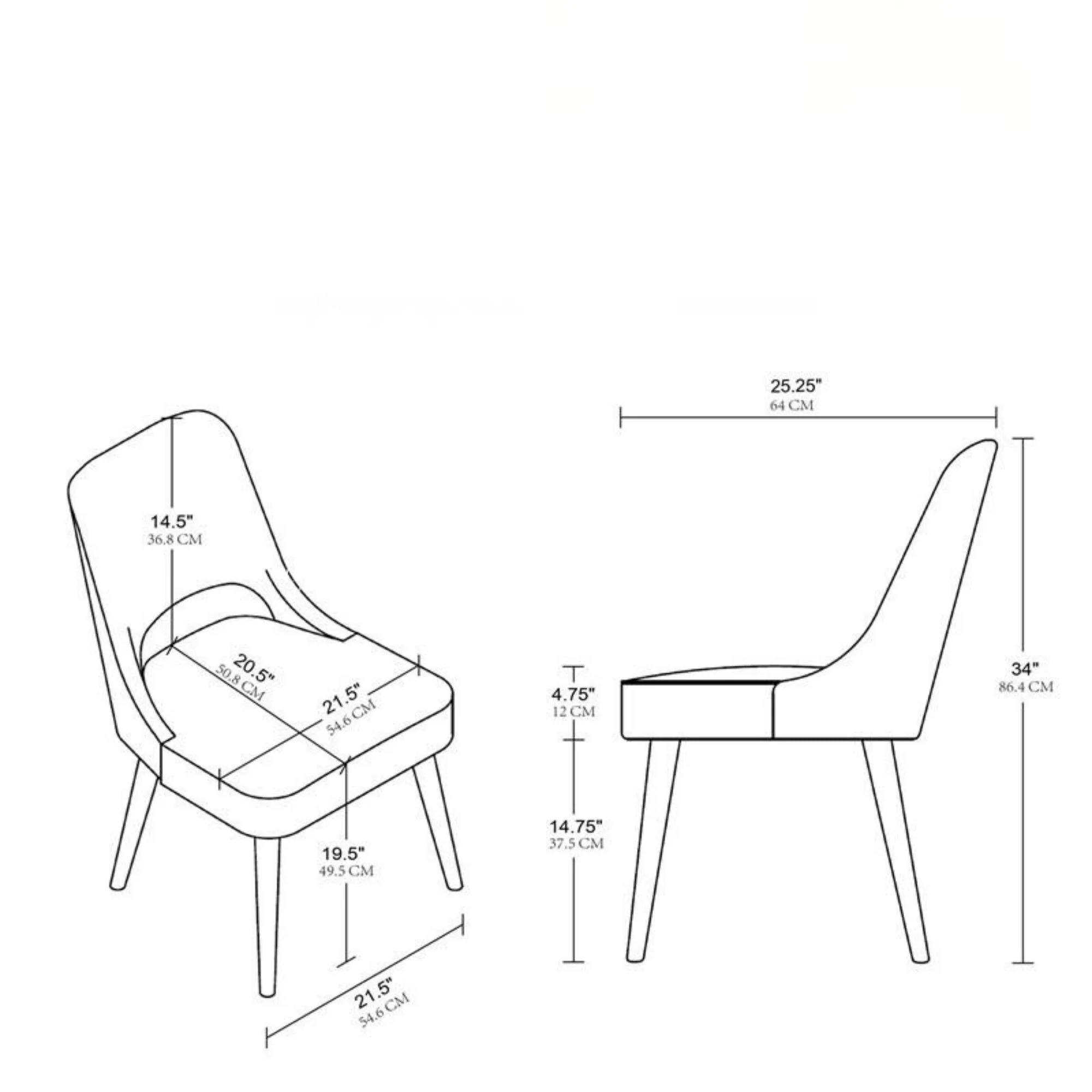 Dining Side Chair Upholstered Textured (Set of 2) - Navy - Image 9