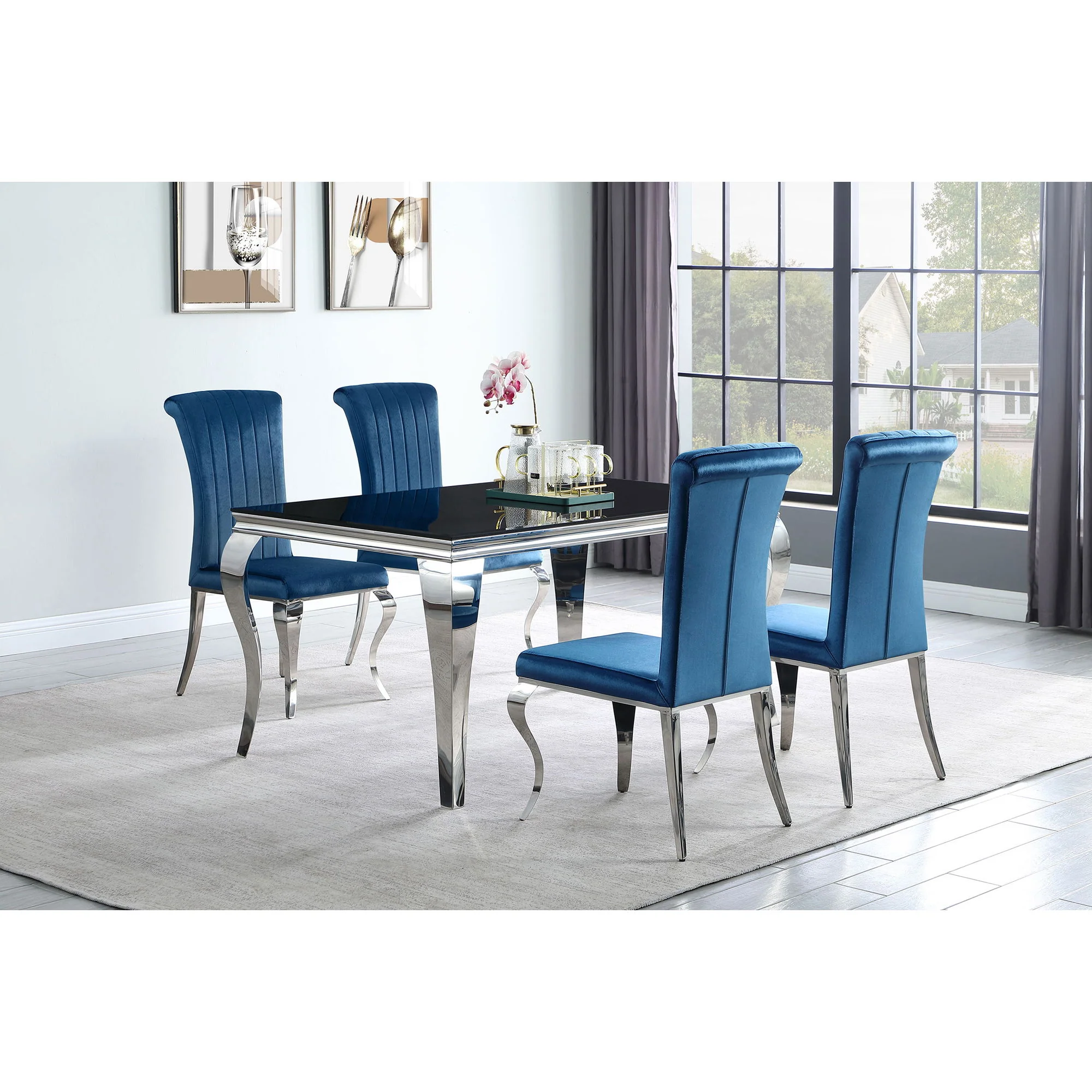 Dining Table - Black / Silver - Image 9