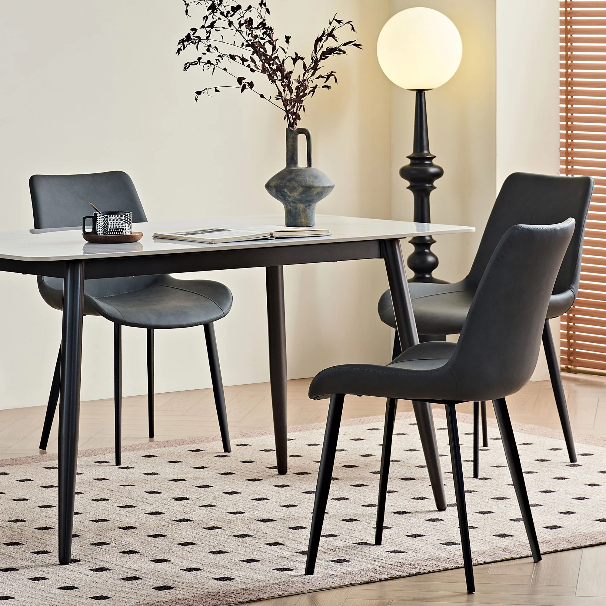 Dining Table Set, Chairs (Set of 2) - Gray - Image 6