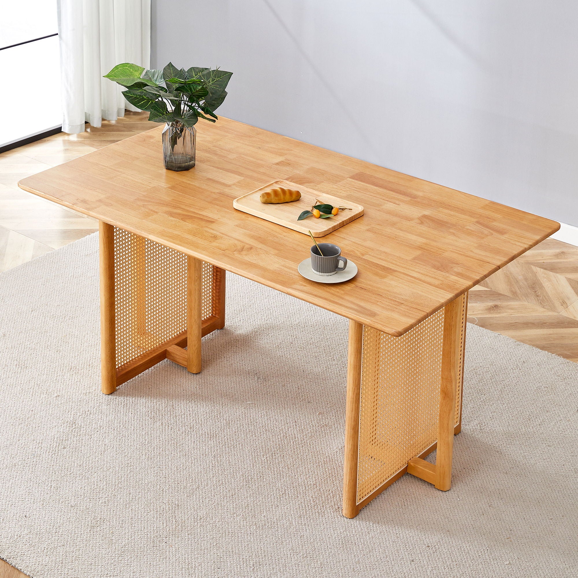 Dining Table With Imitation Rattan Design For Dining Room - Image 4