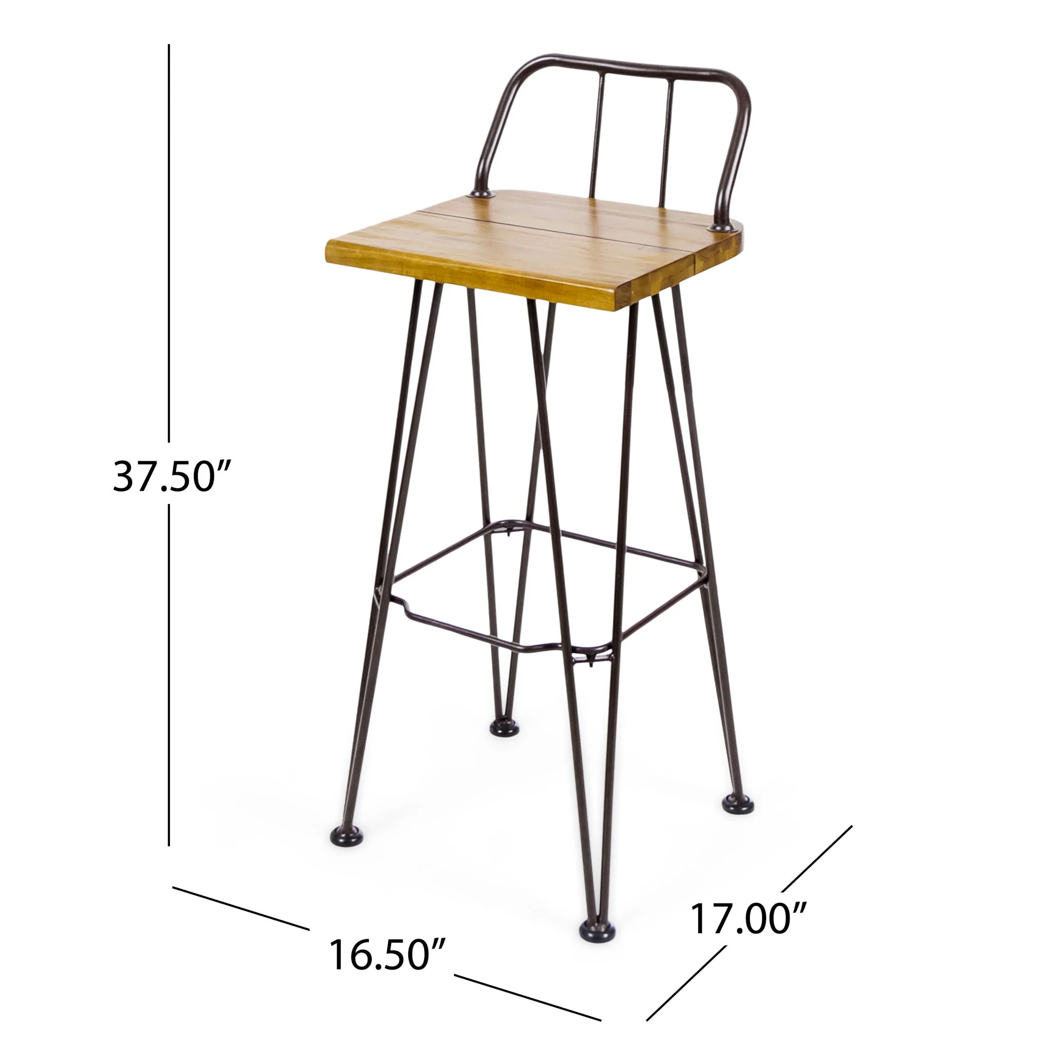 Dione Outdoor Industrial Acacia Wood Bar Set With Metal Frame And Slat Paneling - Brown - Image 6