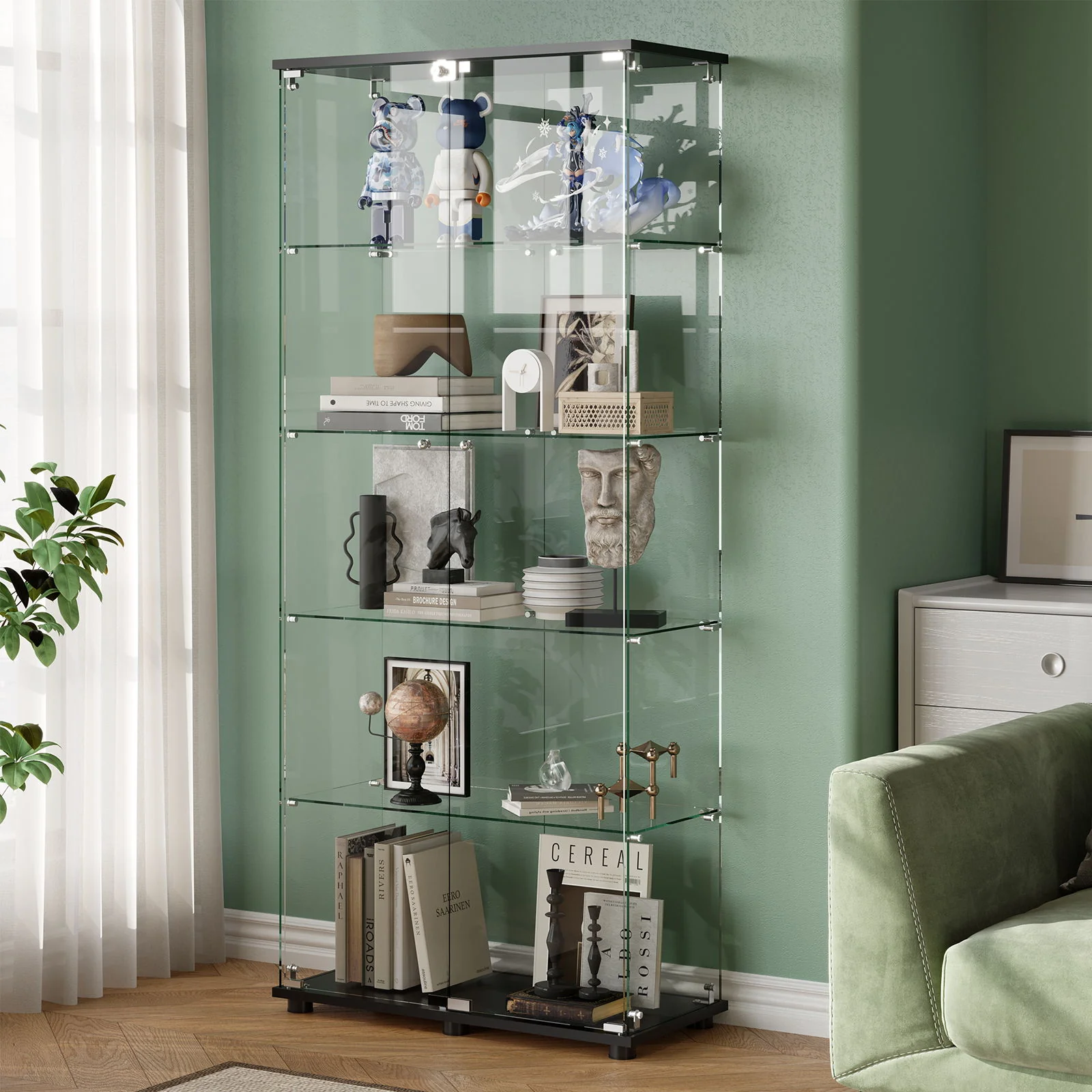 Display Cabinet With Shelf Double Doors And Lock - Image 7