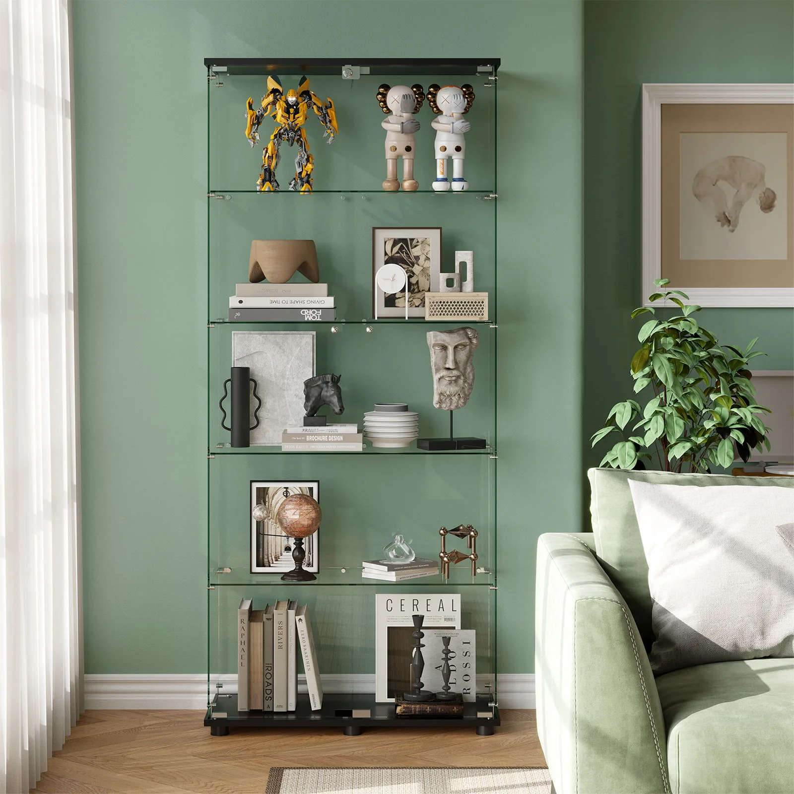 Display Cabinet With Shelf Double Doors And Lock - Image 8