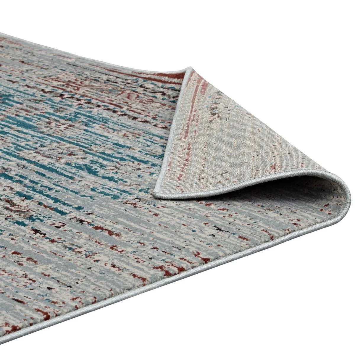 Distressed Contemporary Floral Lattice Polypropylene Area Rug Vintage Inspired Design - Image 15