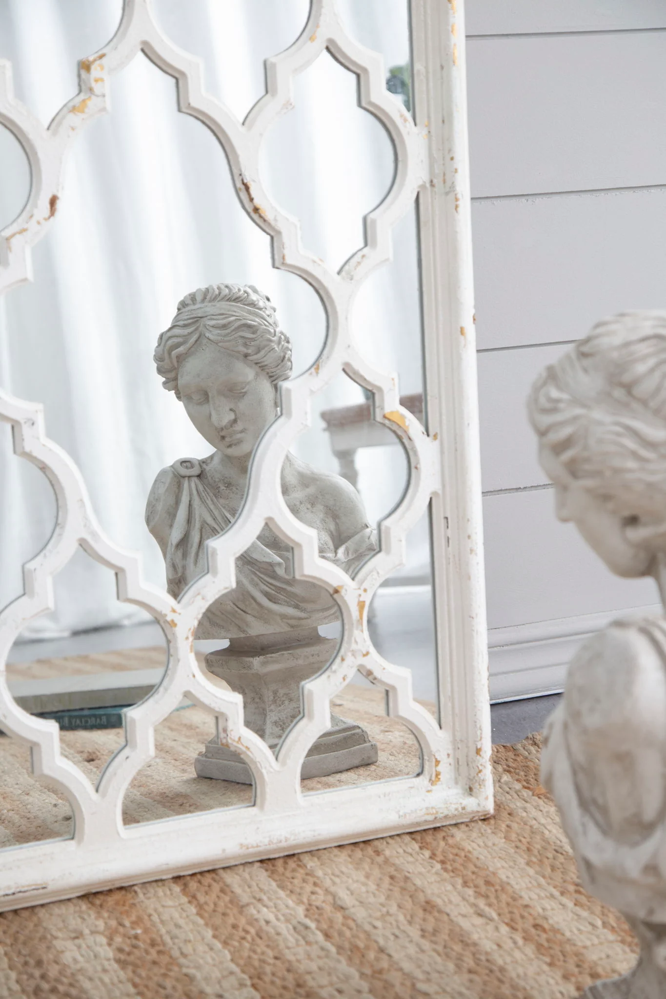 Distressed Floor Mirror, Full Body Mirror For Bathroom Bedroom Living Room - White - Image 2