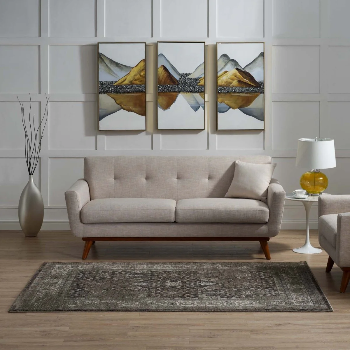 Distressed Floral Lattice Area Rug, Vintage-Inspired Pattern for Living Rooms - Image 15