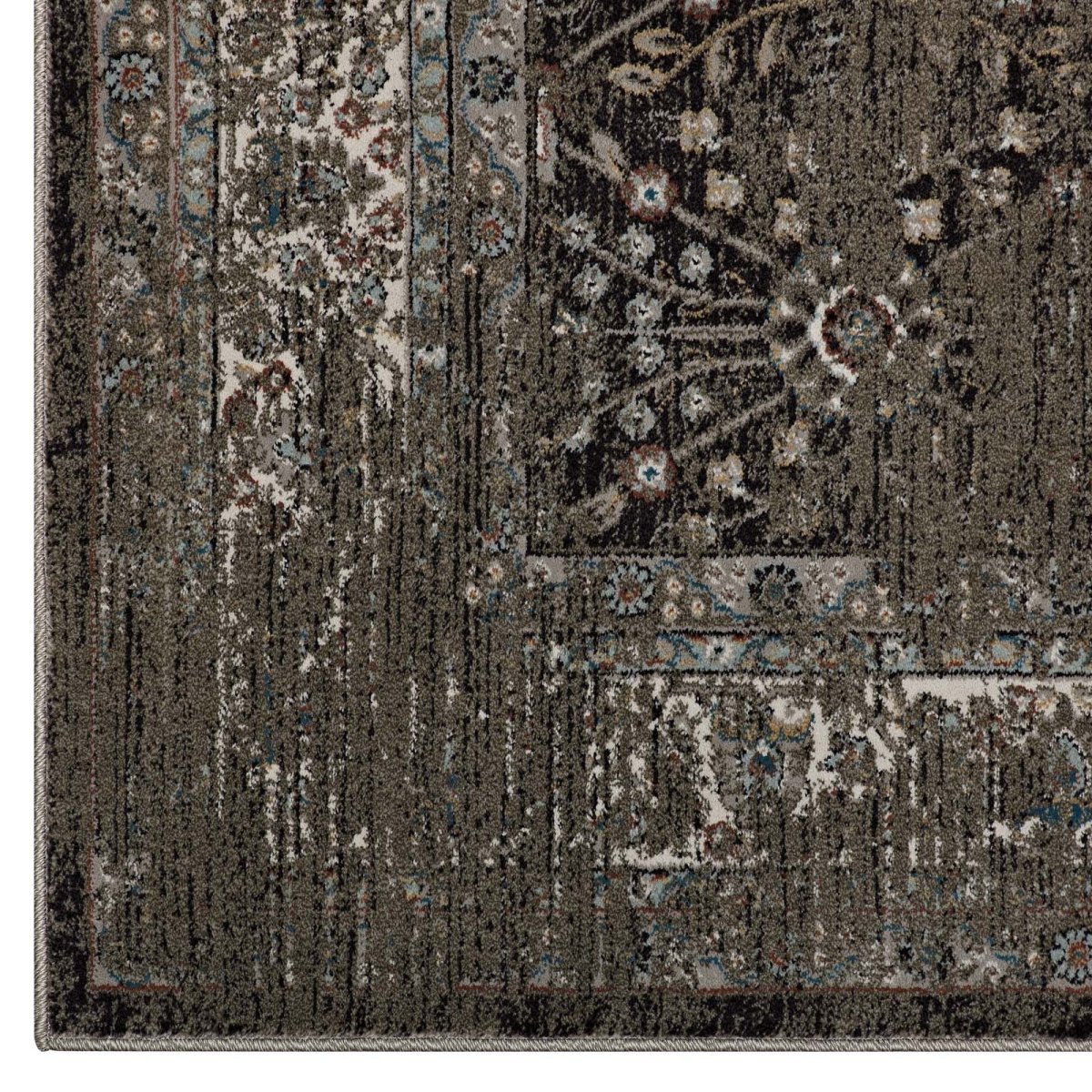 Distressed Floral Lattice Area Rug, Vintage-Inspired Pattern for Living Rooms - Image 2