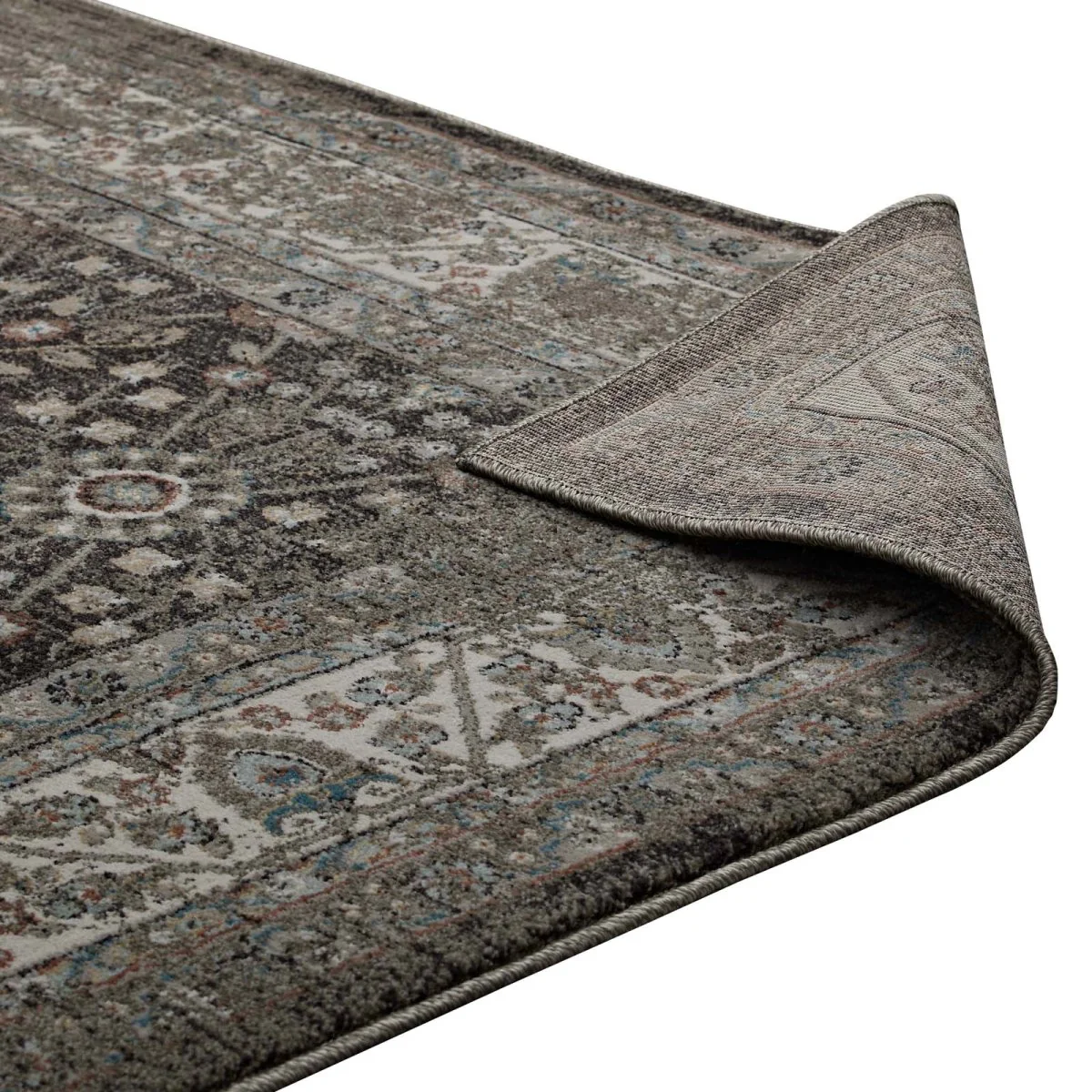 Distressed Floral Lattice Area Rug, Vintage-Inspired Pattern for Living Rooms - Image 4