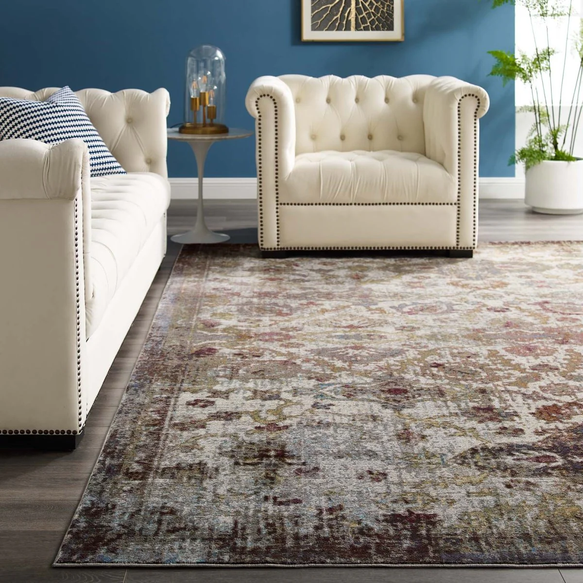 Distressed Floral Moroccan Trellis Area Rug - Accent Floor Covering for Home Decor - Image 8
