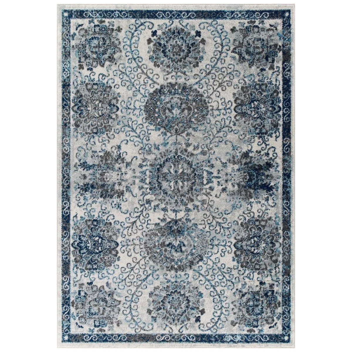 Distressed Floral Moroccan Trellis Area Rug Vintage-Inspired Bohemian Rug