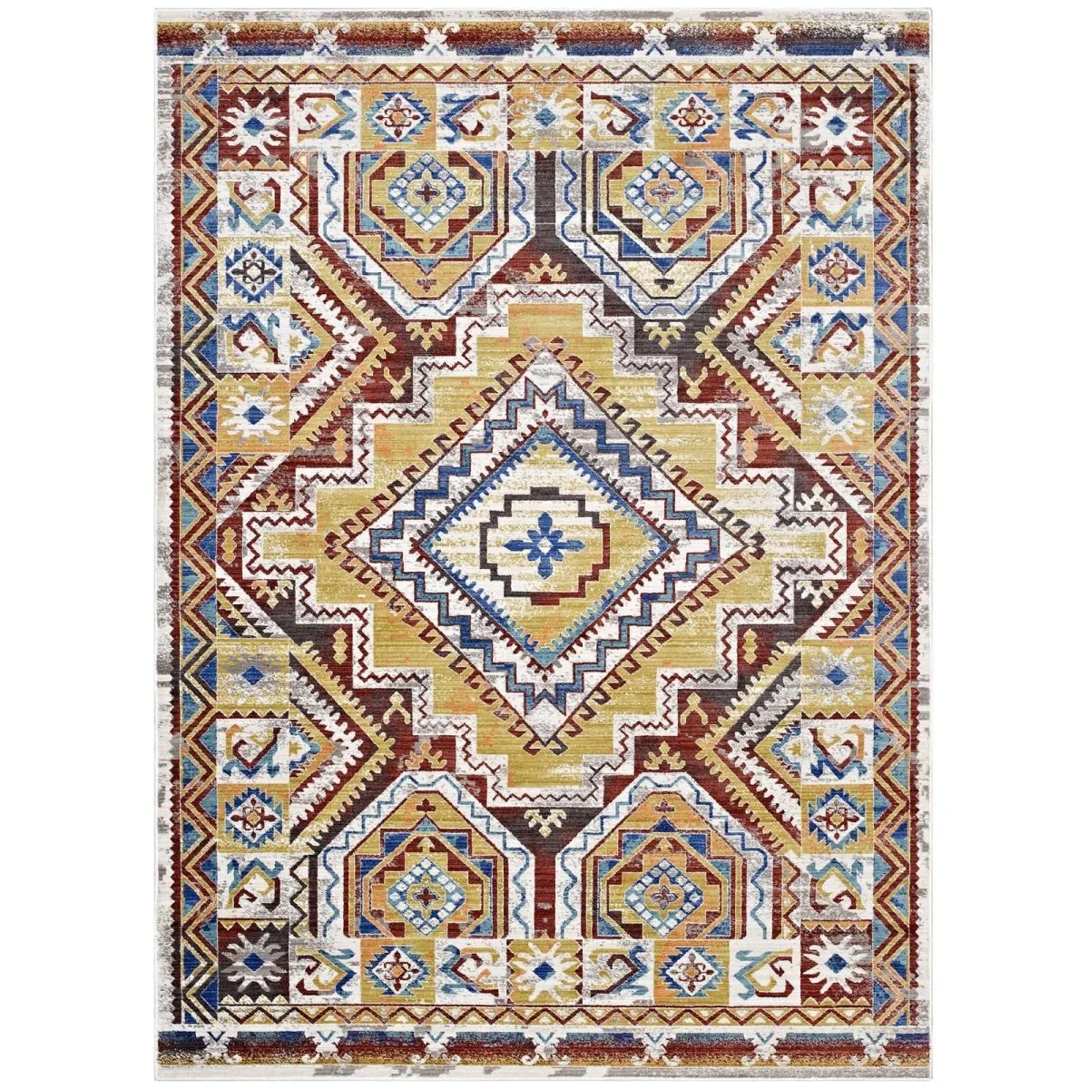 Distressed Southwestern Aztec Polyester Area Rug Collection – Versatile Floor Rug - Image 17