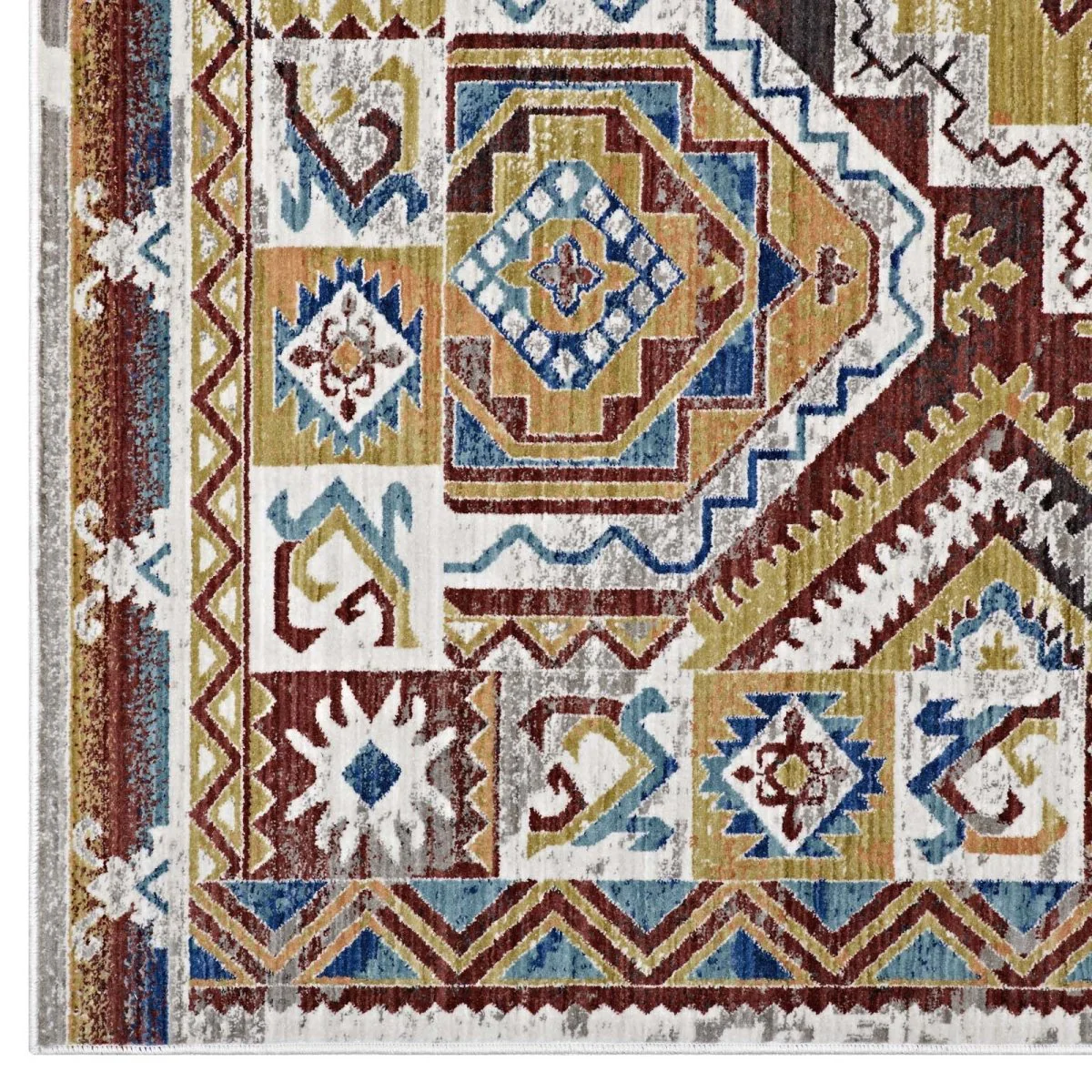 Distressed Southwestern Aztec Polyester Area Rug Collection – Versatile Floor Rug - Image 2