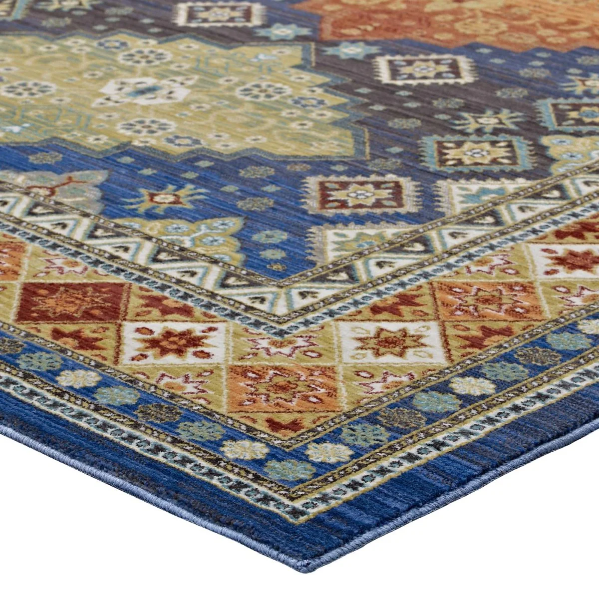 Distressed Southwestern Diamond Floral Polyester Vintage Style Area Rug Collection - Image 11