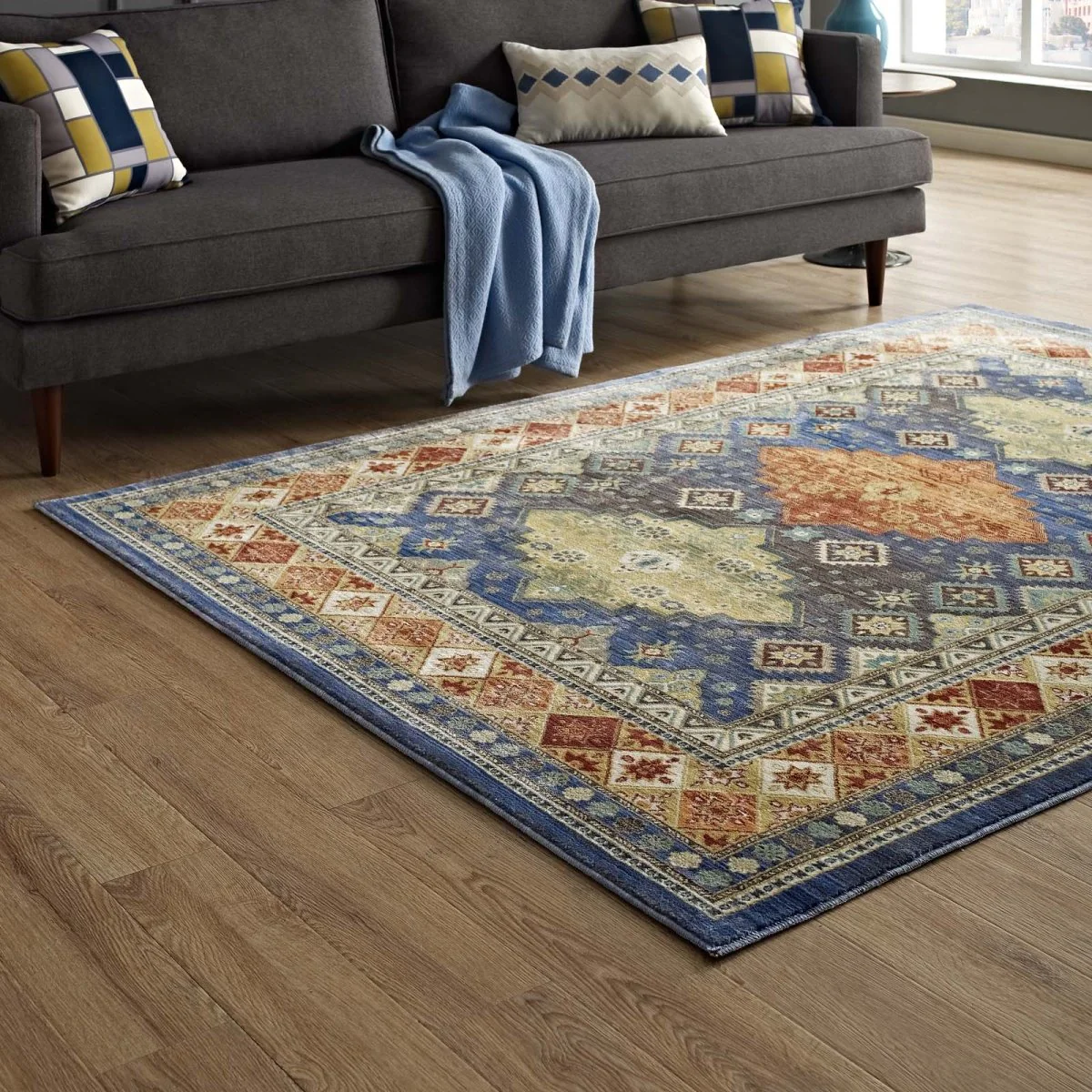 Distressed Southwestern Diamond Floral Polyester Vintage Style Area Rug Collection - Image 6