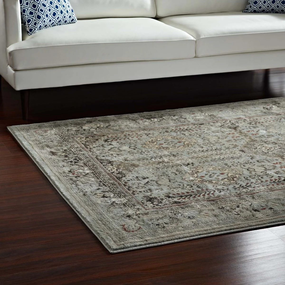 Distressed Vintage Floral Lattice Polypropylene Area Rug - Traditional Design - Image 14