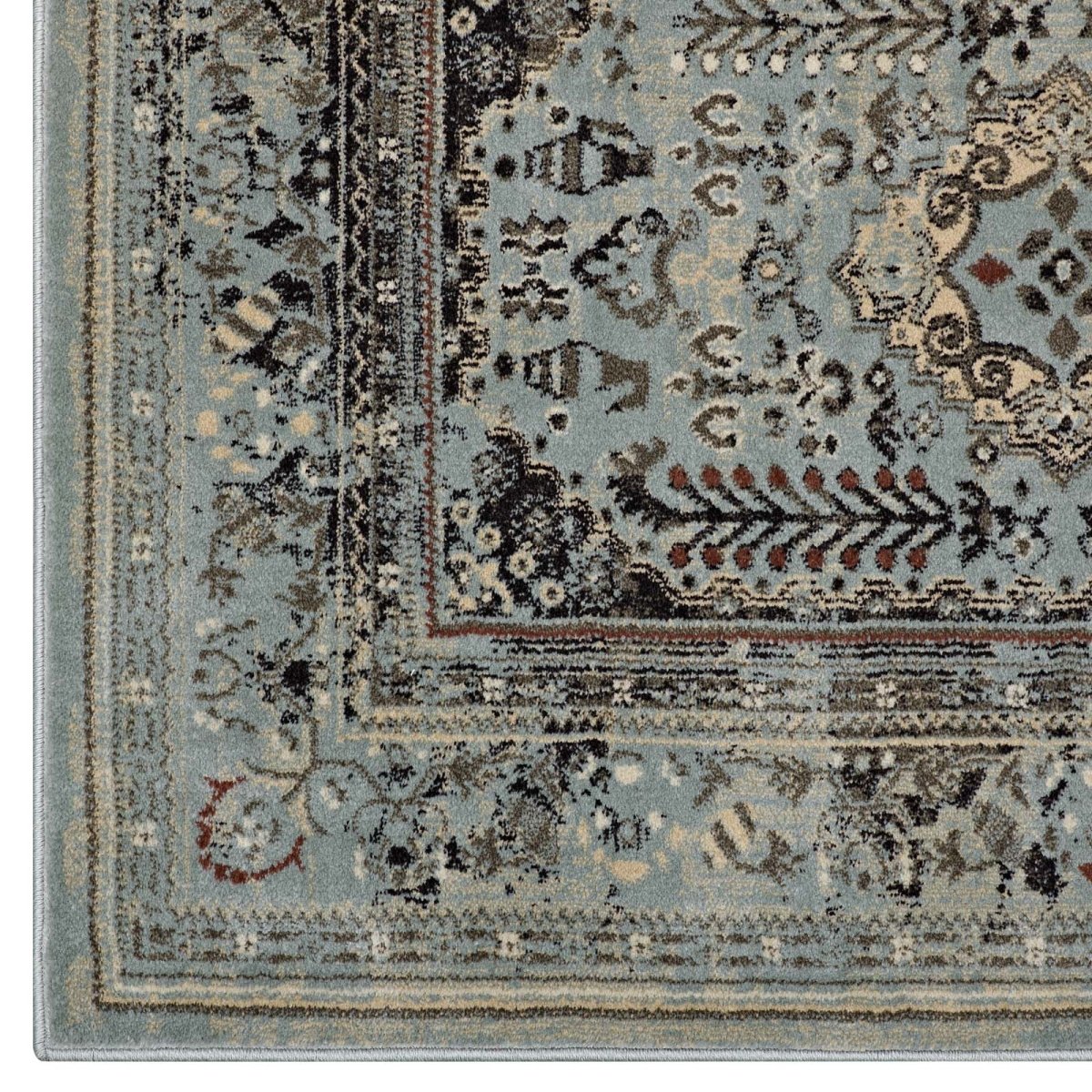 Distressed Vintage Floral Lattice Polypropylene Area Rug - Traditional Design - Image 2