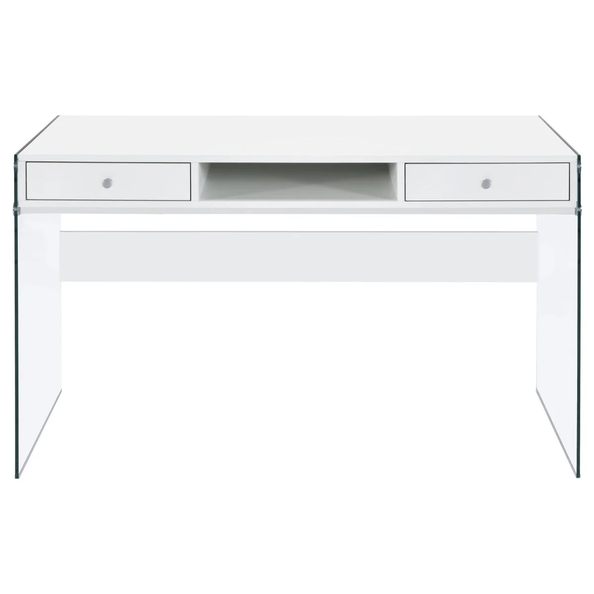 Dobrev 48-Inch 2-Drawer Writing Desk White High Gloss - Image 3