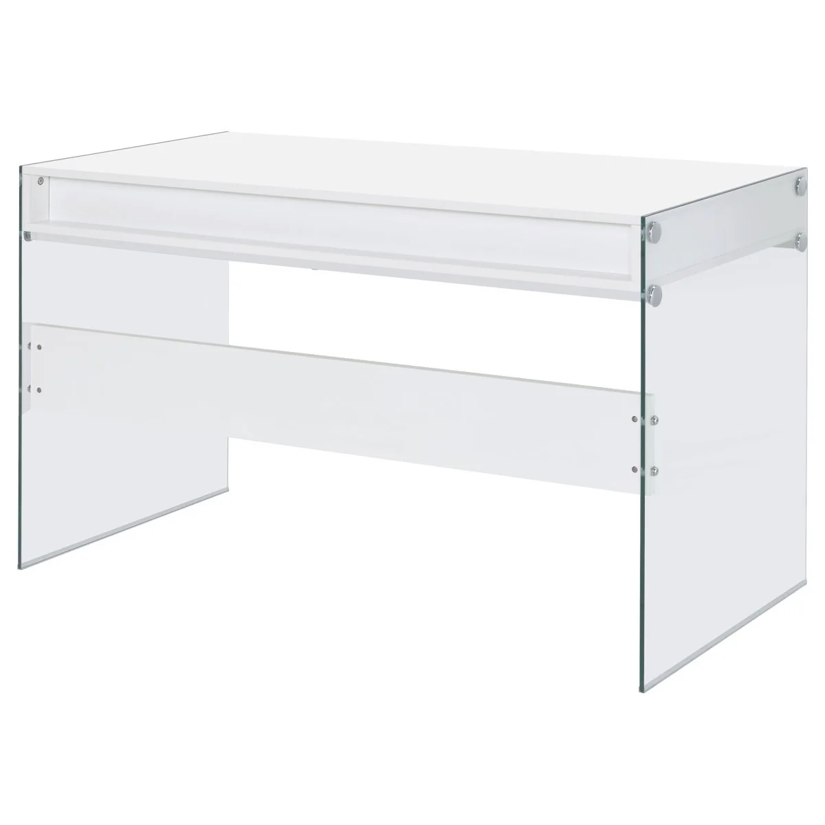 Dobrev 48-Inch 2-Drawer Writing Desk White High Gloss - Image 4