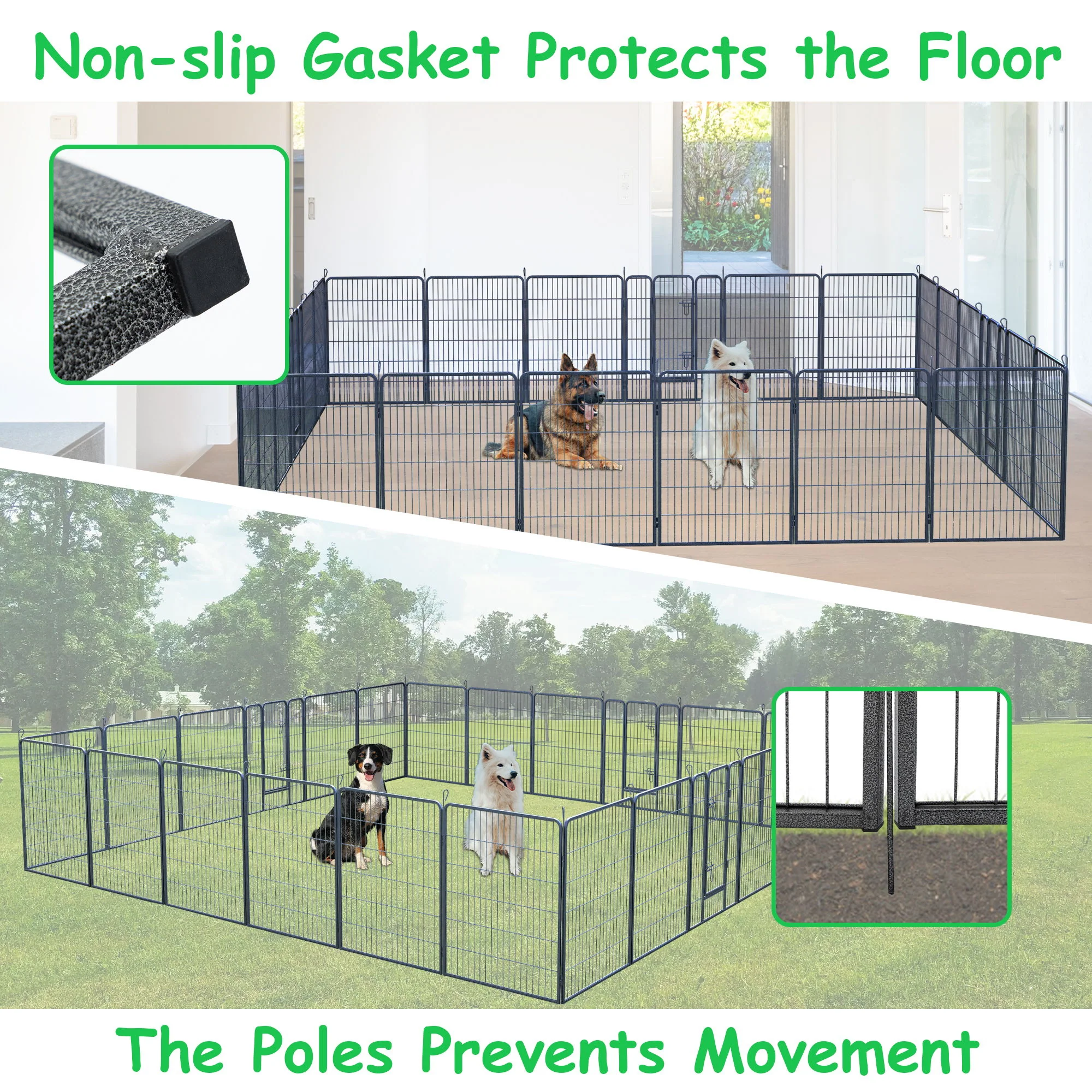 Dog Pens Outdoor Height Foldable Panels Heavy Duty Metal Portable Dog Playpen Indoor Anti Rust Exercise Dog Fence With Doors For Pets Play Pen For RV Camping Yard - Image 4