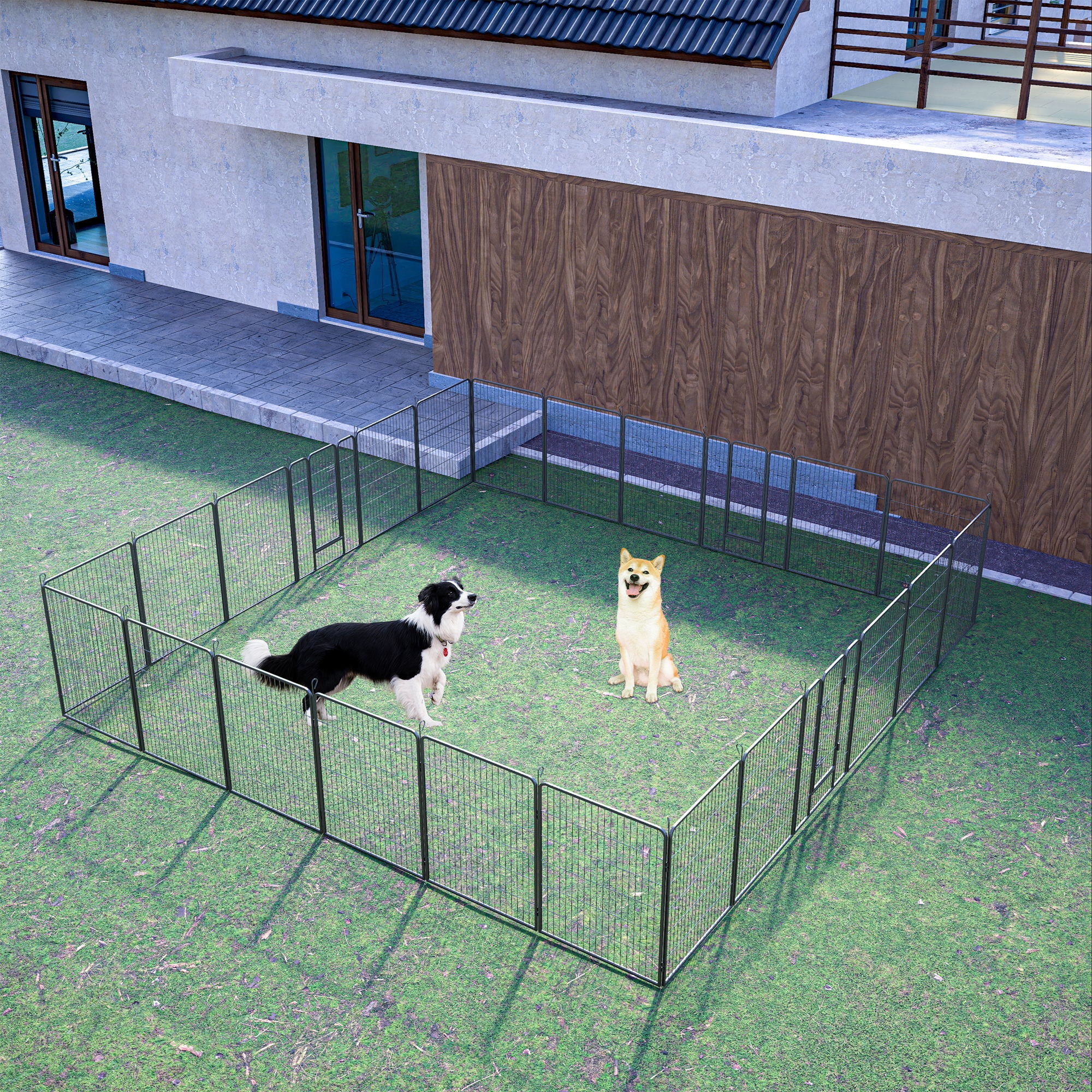 Dog Pens Outdoor Height Foldable Panels Heavy Duty Metal Portable Dog Playpen Indoor Anti Rust Exercise Dog Fence With Doors For Pets Play Pen For RV Camping Yard - Image 5