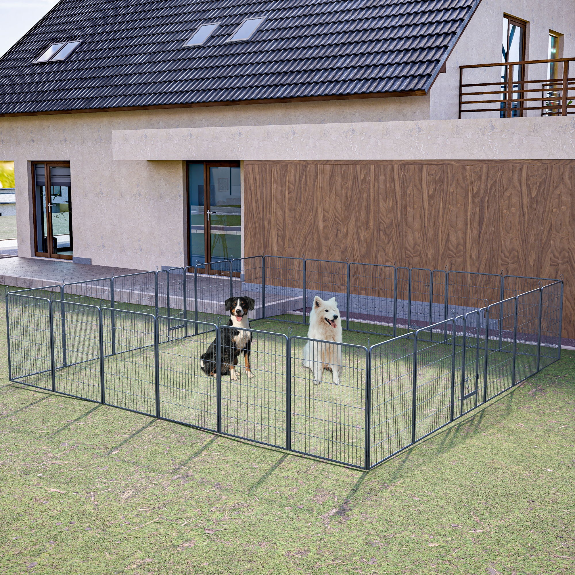 Dog Pens Outdoor Height Foldable Panels Heavy Duty Metal Portable Dog Playpen Indoor Anti Rust Exercise Dog Fence With Doors For Pets Play Pen For RV Camping Yard - Image 6