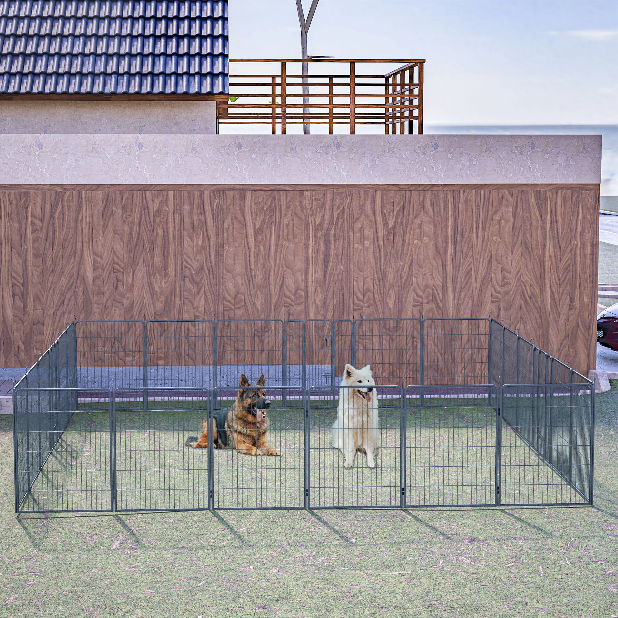 Dog Pens Outdoor Height Foldable Panels Heavy Duty Metal Portable Dog Playpen Indoor Anti Rust Exercise Dog Fence With Doors For Pets Play Pen For RV Camping Yard - Image 9