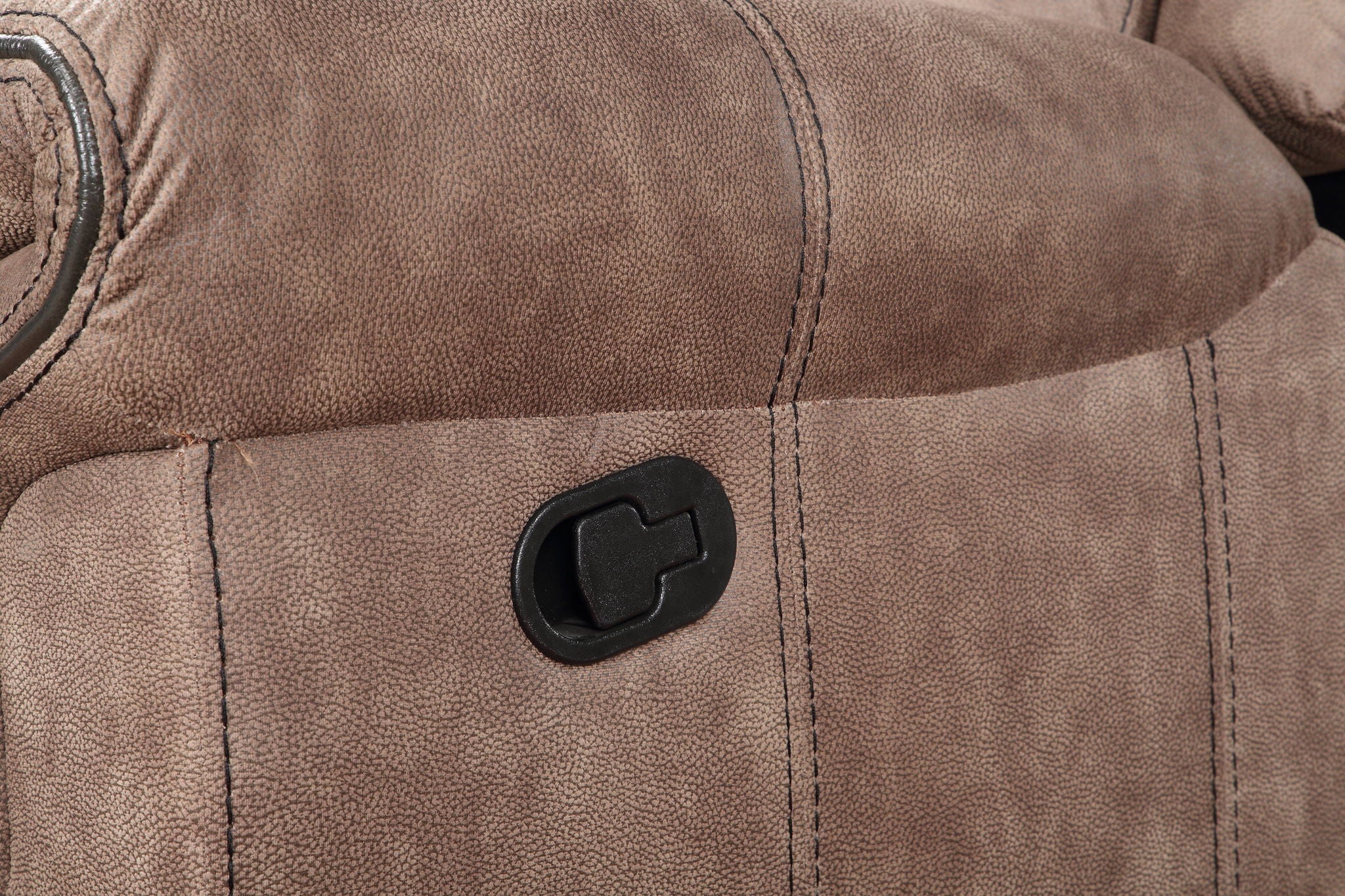 Dollum - Two Tone Nubuck Manual Recliner Sectional Sofa With USB Port Cupholder Console - Image 4