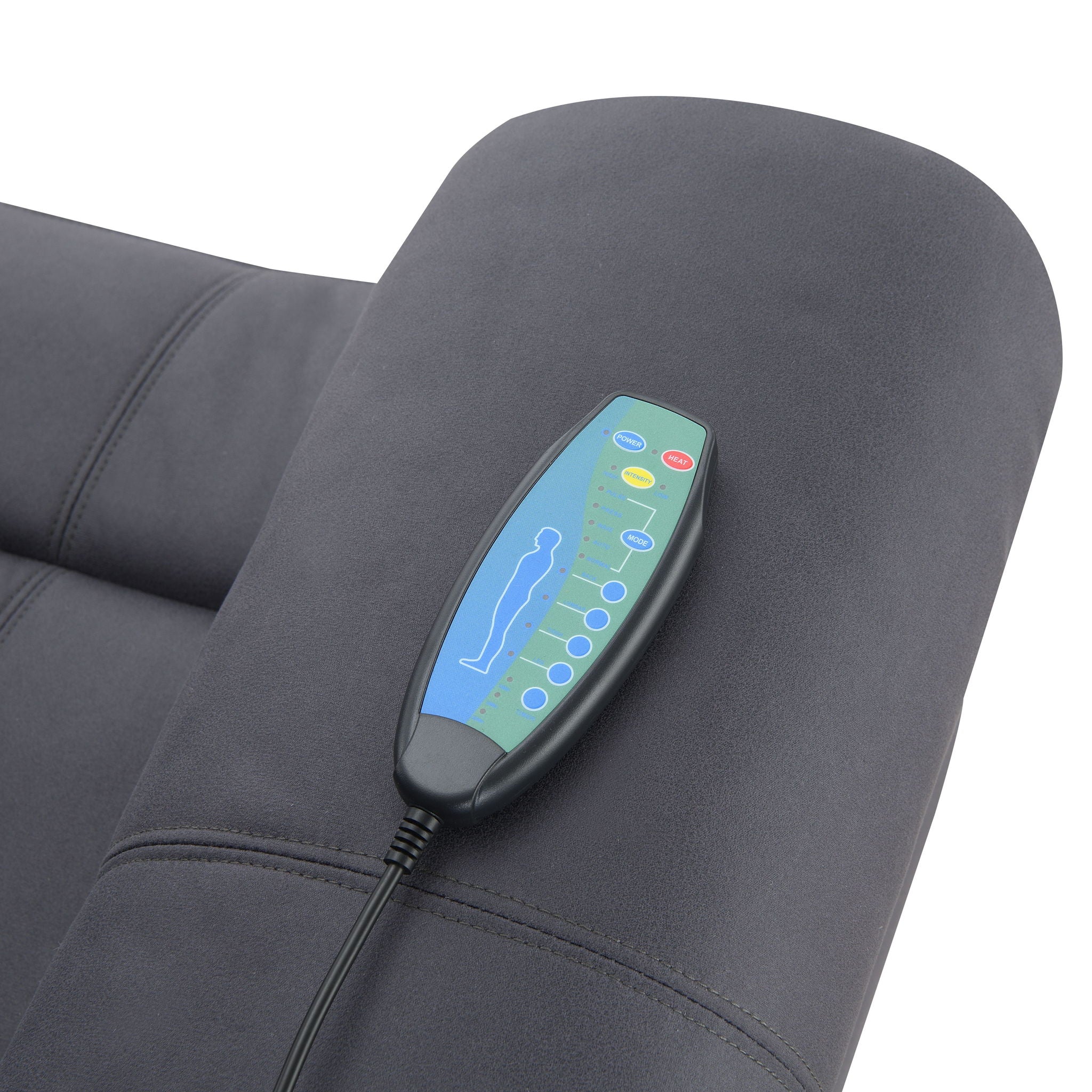 Domana - Polished Microfiber Power Nirion Recliner With Lift Heating Massage Chair - Dark Blue - Image 2