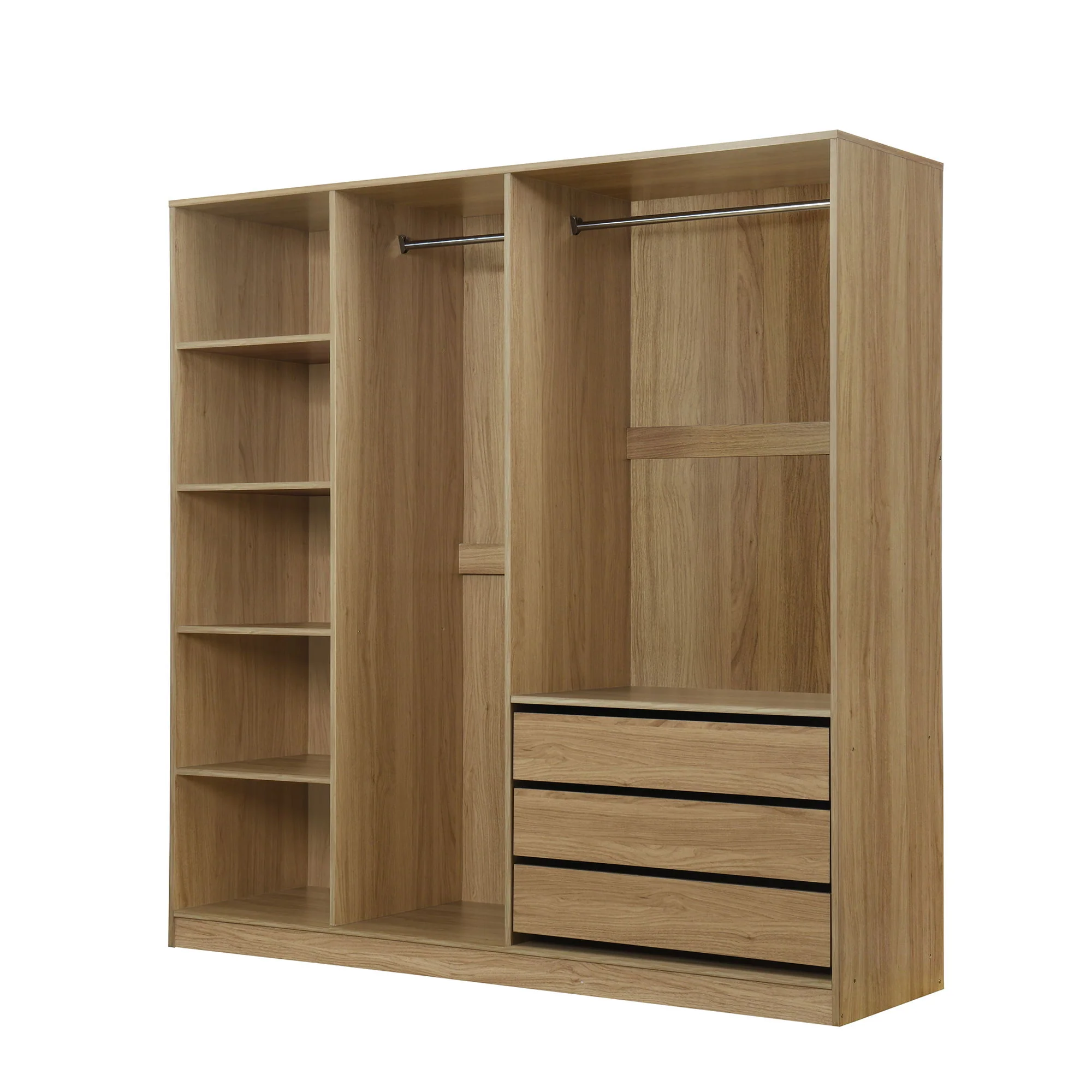Doorless Storage Wardrobe For Dedroom With Shelves And 3 Drawers - Image 13